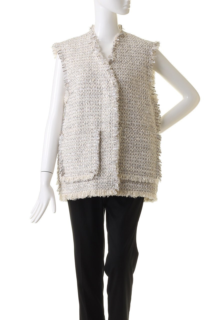 【デパリエ/DEPAREILLE】のラメツイードベスト 人気、トレンドファッション・服の通販 founy(ファニー) 　ファッション　Fashion　レディースファッション　Fashion for Women　アウター　Coat / Outerwear Collection　レディースジャケット・軽アウター　Jackets　ジャケット　Jacket, Outerwear　ツイード　Twill, Twill Weave　デニム　Denim, Jeans Material　トレンド　Trend, Trending Now　フリンジ　Fringe, Tassel　ベスト　Vest, Waistcoat　ポケット　Pocket, Pocket Detail　other-2|ID: prp329100003866207 ipo3291000000035580983