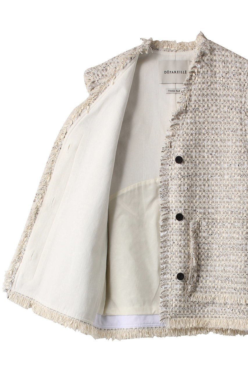 【デパリエ/DEPAREILLE】のラメツイードベスト 人気、トレンドファッション・服の通販 founy(ファニー) 　ファッション　Fashion　レディースファッション　Fashion for Women　アウター　Coat / Outerwear Collection　レディースジャケット・軽アウター　Jackets　ジャケット　Jacket, Outerwear　ツイード　Twill, Twill Weave　デニム　Denim, Jeans Material　トレンド　Trend, Trending Now　フリンジ　Fringe, Tassel　ベスト　Vest, Waistcoat　ポケット　Pocket, Pocket Detail　other-6|ID: prp329100003866207 ipo3291000000035580987
