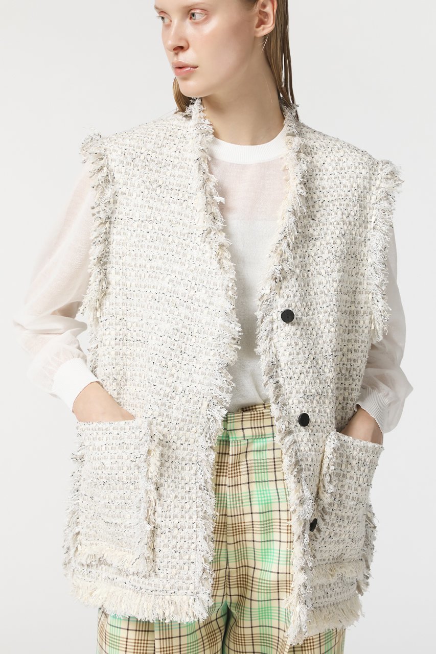 【デパリエ/DEPAREILLE】のラメツイードベスト 人気、トレンドファッション・服の通販 founy(ファニー) 　ファッション　Fashion　レディースファッション　Fashion for Women　アウター　Coat / Outerwear Collection　レディースジャケット・軽アウター　Jackets　ジャケット　Jacket, Outerwear　ツイード　Twill, Twill Weave　デニム　Denim, Jeans Material　トレンド　Trend, Trending Now　フリンジ　Fringe, Tassel　ベスト　Vest, Waistcoat　ポケット　Pocket, Pocket Detail　other-8|ID: prp329100003866207 ipo3291000000036797763