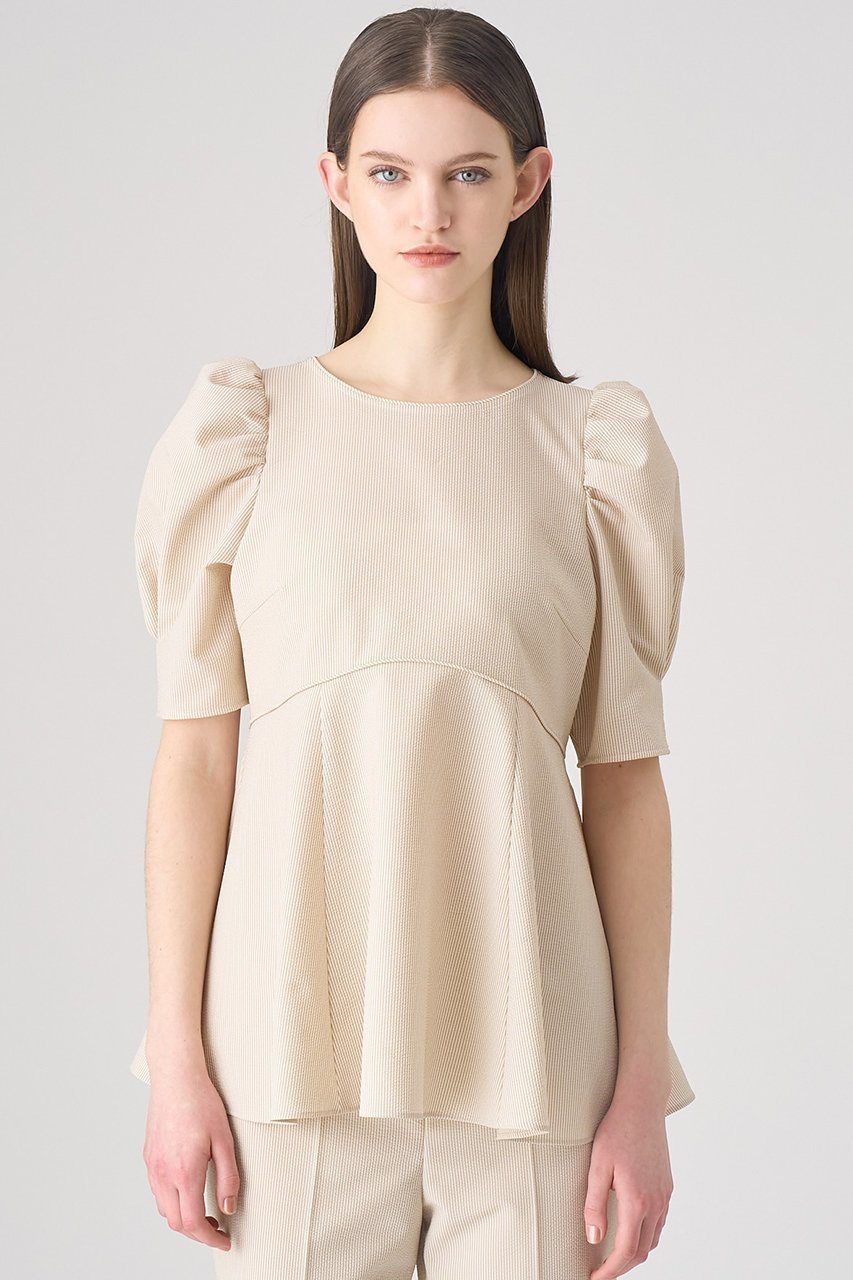 【アナイ/ANAYI】のサッカーストレッチペプラムブラウス 人気、トレンドファッション・服の通販 founy(ファニー) 　ファッション　Fashion　レディースファッション　WOMEN　トップス・カットソー　Tops/Tshirt　シャツ/ブラウス　Shirts/Blouses　おすすめ　Recommend　サッカー　Soccer　ショート　Short　ストライプ　Stripe　ストレッチ　Stretch　スリーブ　Sleeve　セットアップ　Set Up　フレア　Flare　ペプラム　Peplum　夏　Summer　無地　Plain Color　other-4|ID: prp329100003867733 ipo3291000000031263498
