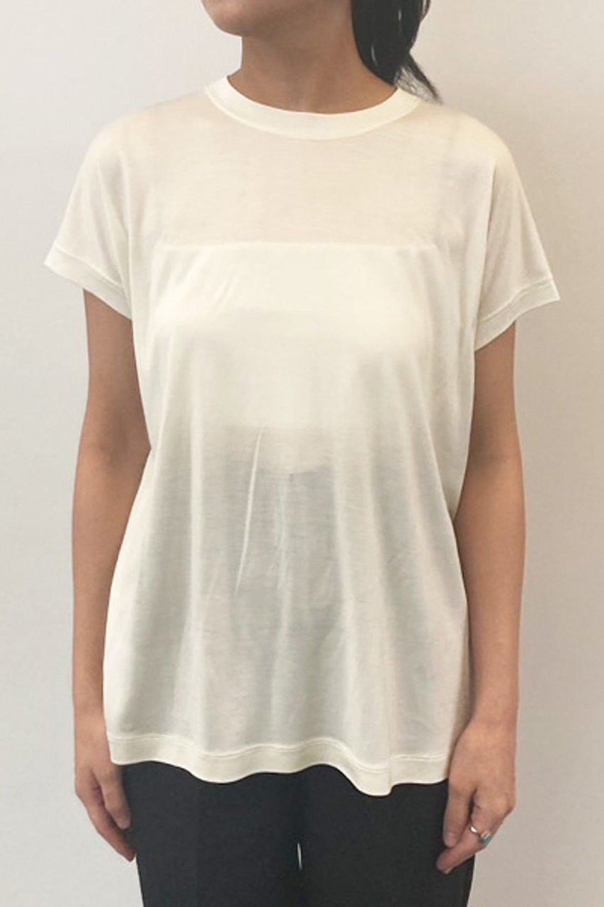 【カオス/Chaos】のシルクフレーズTシャツ インテリア・キッズ・メンズ・レディースファッション・服の通販 founy(ファニー) 　ファッション　Fashion　レディースファッション　Ladies' Fashion Online　トップス・カットソー　Tops/Tshirt　シャツ/ブラウス　Shirts/Blouses　ロング / Tシャツ　T-Shirts　カットソー　Cut and Sewn　なめらか　Smooth　カットソー　Cut And Sew　ショート　Short　シルク　Silk　スリーブ　Sleeve　エレガント 上品　Elegant　クリーム|ID: prp329100003870475 ipo3291000000030840778