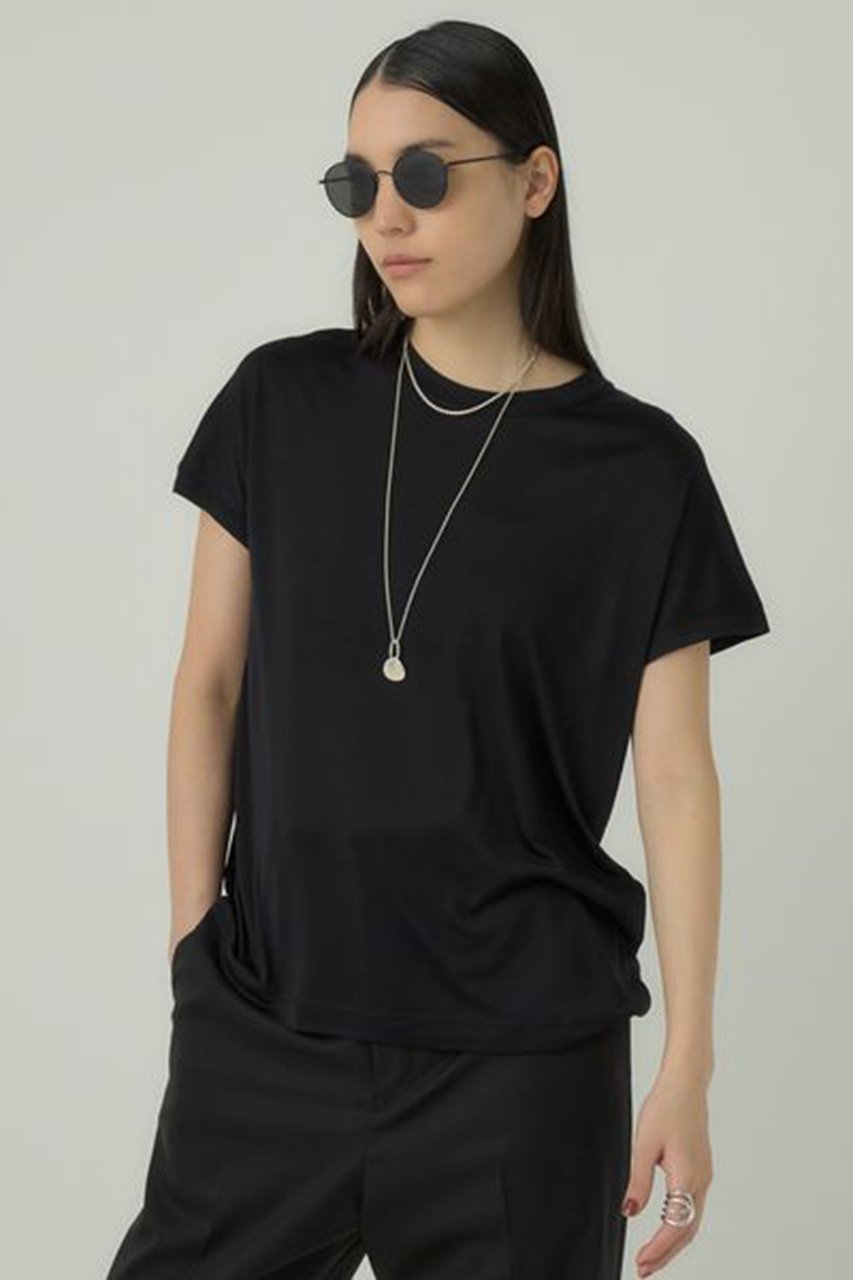 【カオス/Chaos】のシルクフレーズTシャツ インテリア・キッズ・メンズ・レディースファッション・服の通販 founy(ファニー) 　ファッション　Fashion　レディースファッション　Fashion for Women　トップス・カットソー　Cut & Sew Tops　シャツ・ブラウス・オフィスカジュアル　Elegant Blouses & Button-Ups　ロングTシャツ・Tシャツ　Longline T-Shirts & Tees　カットソー・ベーシックTシャツ　Cut-and-Sewn Tops / Stretch Tees & Basics　なめらか　Smooth, Silky Texture　カットソー　Cut and Sewn Top　ショート　Short, Short Length　シルク　Silk, 100% Silk　スリーブ　Sleeve, Long Sleeve / Short Sleeve　エレガント 上品　Elegant　ブラック|ID: prp329100003870475 ipo3291000000032936731