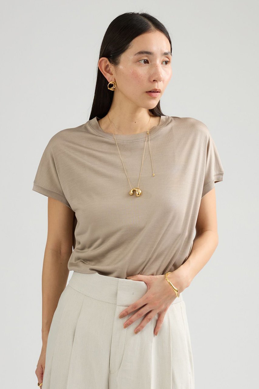 【カオス/Chaos】のシルクフレーズTシャツ インテリア・キッズ・メンズ・レディースファッション・服の通販 founy(ファニー) ファッション Fashion レディースファッション Fashion for Women トップス・カットソー Cut & Sew Tops シャツ・ブラウス・オフィスカジュアル Elegant Blouses & Button-Ups ロングTシャツ・Tシャツ Longline T-Shirts & Tees カットソー・ベーシックTシャツ Cut-and-Sewn Tops / Stretch Tees & Basics なめらか Smooth, Silky Texture カットソー Cut and Sewn Top ショート Short, Short Length シルク Silk, 100% Silk スリーブ Sleeve, Long Sleeve / Short Sleeve エレガント 上品 Elegant モカベージュ|ID: prp329100003870475 ipo3291000000036728304