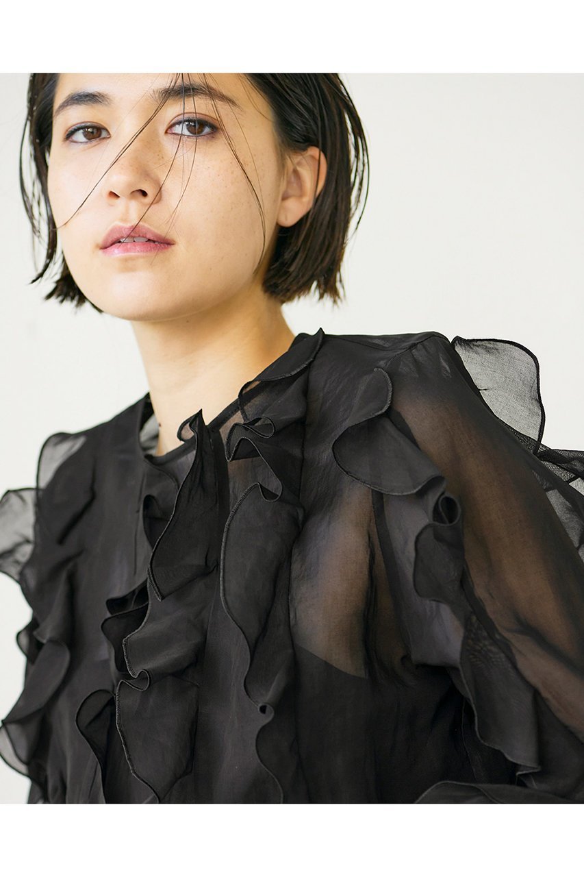 【ジェイドット/j.】のコットンオーガンジーフリルブラウス 人気、トレンドファッション・服の通販 founy(ファニー) 　ファッション　Fashion　レディースファッション　Fashion for Women　トップス・カットソー　Cut & Sew Tops　シャツ・ブラウス・オフィスカジュアル　Elegant Blouses & Button-Ups　オーガンジー　Organza Fabric　シルク　Silk, 100% Silk　ストライプ　Stripe, Striped Pattern　スリット　Slit, Slit Detail　スリーブ　Sleeve, Long Sleeve / Short Sleeve　パーティ　Party, Party Style　フリル　Frill, Ruffle　ロング　Long, Long-Length　other-8|ID: prp329100003870491 ipo3291000000035906475