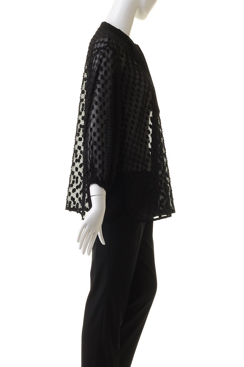 【ジェイドット/j.】のラメドットジャカードリボンブラウス 人気、トレンドファッション・服の通販 founy(ファニー) 　ファッション　Fashion　レディースファッション　Fashion for Women　トップス・カットソー　Cut & Sew Tops　シャツ・ブラウス・オフィスカジュアル　Elegant Blouses & Button-Ups　おすすめ　Recommended / Our Picks　スリーブ　Sleeve, Long Sleeve / Short Sleeve　セットアップ　Set-Up, Coordinated Outfit　ドット　Polka Dot, Dot Pattern　パーティ　Party, Party Style　フェミニン　Feminine, Girly　リボン　Ribbon, Bow　ロング　Long, Long-Length　other-3|ID: prp329100003870492 ipo3291000000032850405