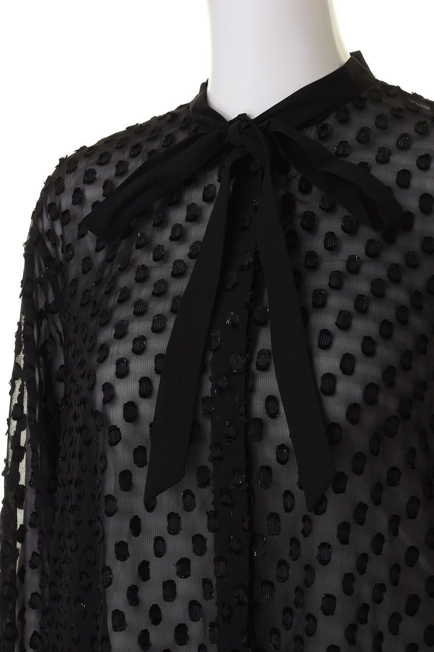 【ジェイドット/j.】のラメドットジャカードリボンブラウス 人気、トレンドファッション・服の通販 founy(ファニー) 　ファッション　Fashion　レディースファッション　Fashion for Women　トップス・カットソー　Cut & Sew Tops　シャツ・ブラウス・オフィスカジュアル　Elegant Blouses & Button-Ups　おすすめ　Recommended / Our Picks　スリーブ　Sleeve, Long Sleeve / Short Sleeve　セットアップ　Set-Up, Coordinated Outfit　ドット　Polka Dot, Dot Pattern　パーティ　Party, Party Style　フェミニン　Feminine, Girly　リボン　Ribbon, Bow　ロング　Long, Long-Length　other-5|ID: prp329100003870492 ipo3291000000036395980