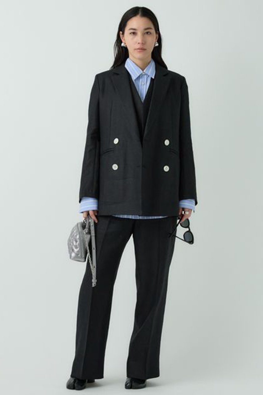 【カオス/Chaos】のリネンヘリンボンストレートパンツ インテリア・キッズ・メンズ・レディースファッション・服の通販 founy(ファニー) 　ファッション　Fashion　レディースファッション　Fashion for Women　パンツ　Pants & Trousers　ストレート　Straight, Straight Cut　フランス　France, French　ボトム　Bottoms, Lower Wear　ワイド　Wide, Wide Fit　ブラック|ID: prp329100003874056 ipo3291000000032903369