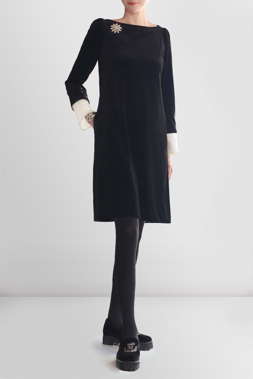 【デイジーリン/DAISY LIN】のDaisy Velour “Little Black Dress” 人気、トレンドファッション・服の通販 founy(ファニー) 　ファッション　Fashion　レディースファッション　Fashion for Women　ワンピース　Dresses　フォーマル・パーティードレス・結婚式用ドレス　Elegant & Casual Dresses　チュニック　Tunic Tops & Dresses　ウォッシャブル　Machine Washable　エレガント 上品　Elegant　カフス　Cuff Design　シルク　Silk, 100% Silk　チャーム　Charm, Pendant　チュニック　Tunic, Long Top　ドッキング　Docking, Mixed Material　other-7|ID: prp329100003874063 ipo3291000000032920777