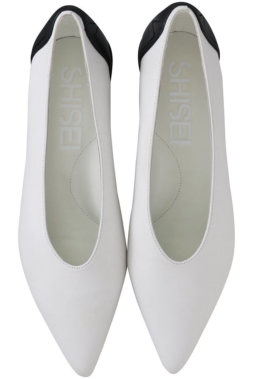 【シセイ/SHISEI】のMM POINTED U PUMPS(レイン対応) インテリア・キッズ・メンズ・レディースファッション・服の通販 founy(ファニー) 　ファッション　Fashion　レディースファッション　Fashion for Women　オケージョン　Occasion Wear　シューズ　Shoes, Footwear　シンプル　Simple, Minimal　フラット　Flat, Flat Shoes　レイン　Rain, Rainproof　ホワイト×ブラック|ID: prp329100003874082 ipo3291000000032860627