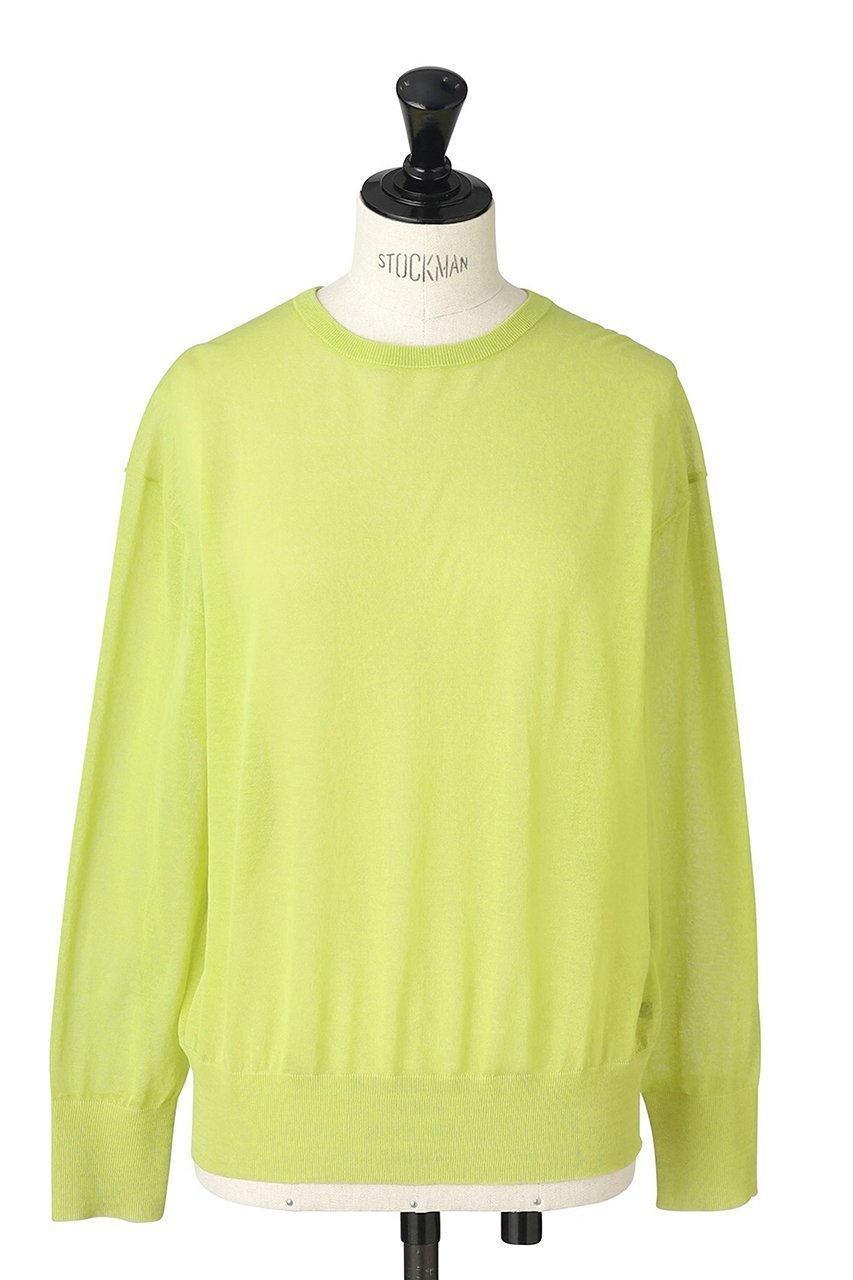 【オブリオ/AUBRIOT】のシアーオーガニックコットン1/70 クルーネックニット インテリア・キッズ・メンズ・レディースファッション・服の通販 founy(ファニー) 　ファッション　Fashion　レディースファッション　Fashion for Women　トップス・カットソー　Cut & Sew Tops　ニット　Knit Tops & Sweaters　カジュアルプルオーバー・ニットトップス　Pullovers & Knit Tops / Casual Pullovers　シアー　Sheer, See-Through　ベーシック　Basic, Essential　リラックス　Relax, Relaxed Fit　ライトグリーン|ID: prp329100003874099 ipo3291000000036759968