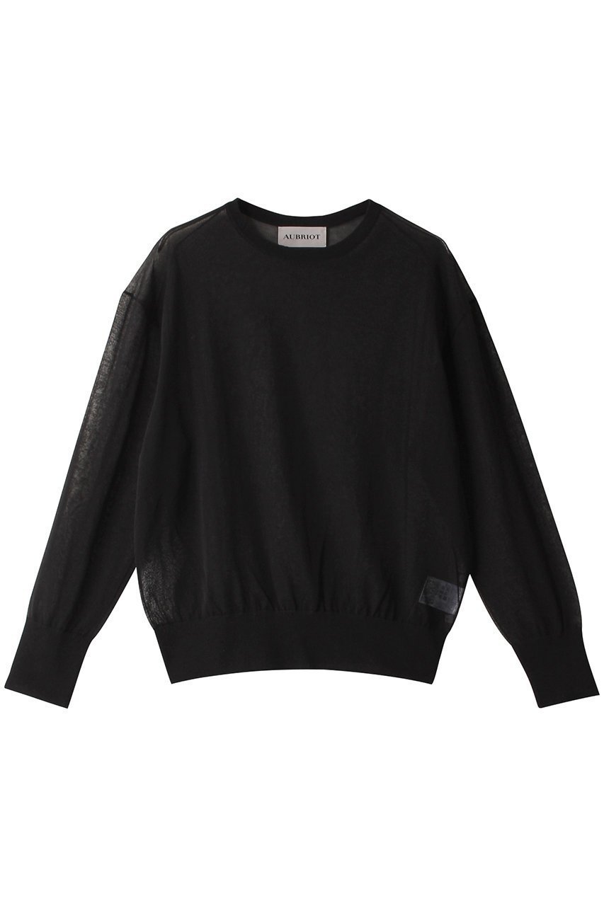 【オブリオ/AUBRIOT】のシアーオーガニックコットン1/70 クルーネックニット インテリア・キッズ・メンズ・レディースファッション・服の通販 founy(ファニー) 　ファッション　Fashion　レディースファッション　Fashion for Women　トップス・カットソー　Cut & Sew Tops　ニット　Knit Tops & Sweaters　カジュアルプルオーバー・ニットトップス　Pullovers & Knit Tops / Casual Pullovers　シアー　Sheer, See-Through　ベーシック　Basic, Essential　リラックス　Relax, Relaxed Fit　ブラック|ID: prp329100003874099 ipo3291000000036759971