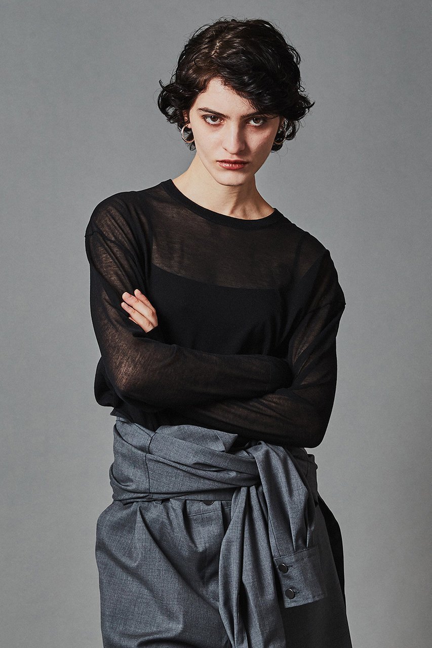 【オブリオ/AUBRIOT】のシアーオーガニックコットン1/70 クルーネックニット 人気、トレンドファッション・服の通販 founy(ファニー) 　ファッション　Fashion　レディースファッション　Fashion for Women　トップス・カットソー　Cut & Sew Tops　ニット　Knit Tops & Sweaters　カジュアルプルオーバー・ニットトップス　Pullovers & Knit Tops / Casual Pullovers　シアー　Sheer, See-Through　ベーシック　Basic, Essential　リラックス　Relax, Relaxed Fit　other-6|ID: prp329100003874099 ipo3291000000036759980