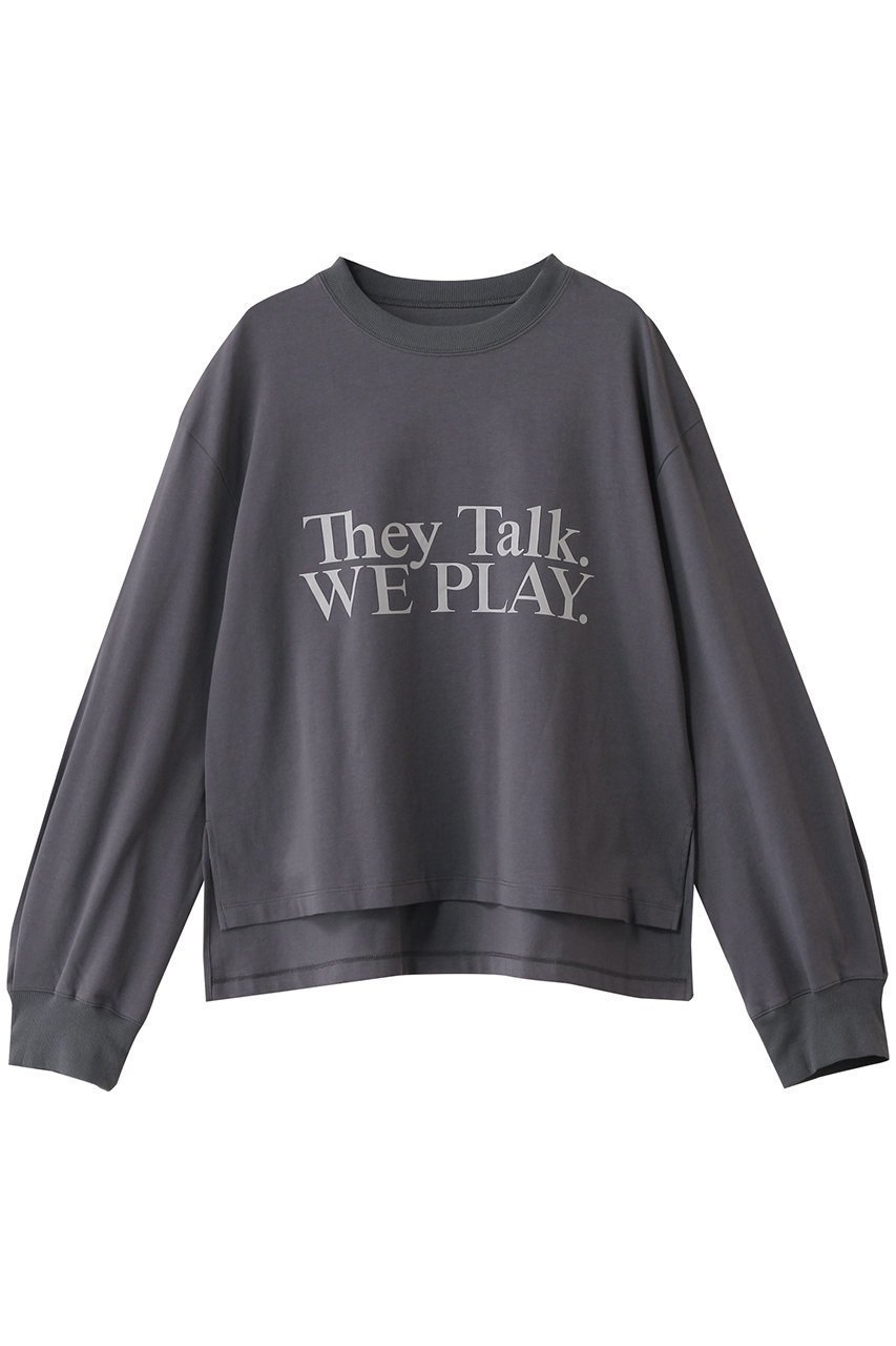 【ガリャルダガランテ/GALLARDAGALANTE】のロゴロンT インテリア・キッズ・メンズ・レディースファッション・服の通販 founy(ファニー) 　ファッション　Fashion　レディースファッション　Fashion for Women　トップス・カットソー　Cut & Sew Tops　シャツ・ブラウス・オフィスカジュアル　Elegant Blouses & Button-Ups　ロングTシャツ・Tシャツ　Longline T-Shirts & Tees　カットソー・ベーシックTシャツ　Cut-and-Sewn Tops / Stretch Tees & Basics　スリット　Slit, Slit Detail　スリーブ　Sleeve, Long Sleeve / Short Sleeve　フレア　Flare, Flared　ボトム　Bottoms, Lower Wear　ミドル　Middle Length, Mid Height　ロング　Long, Long-Length　チャコールグレー|ID: prp329100003874111 ipo3291000000032863872