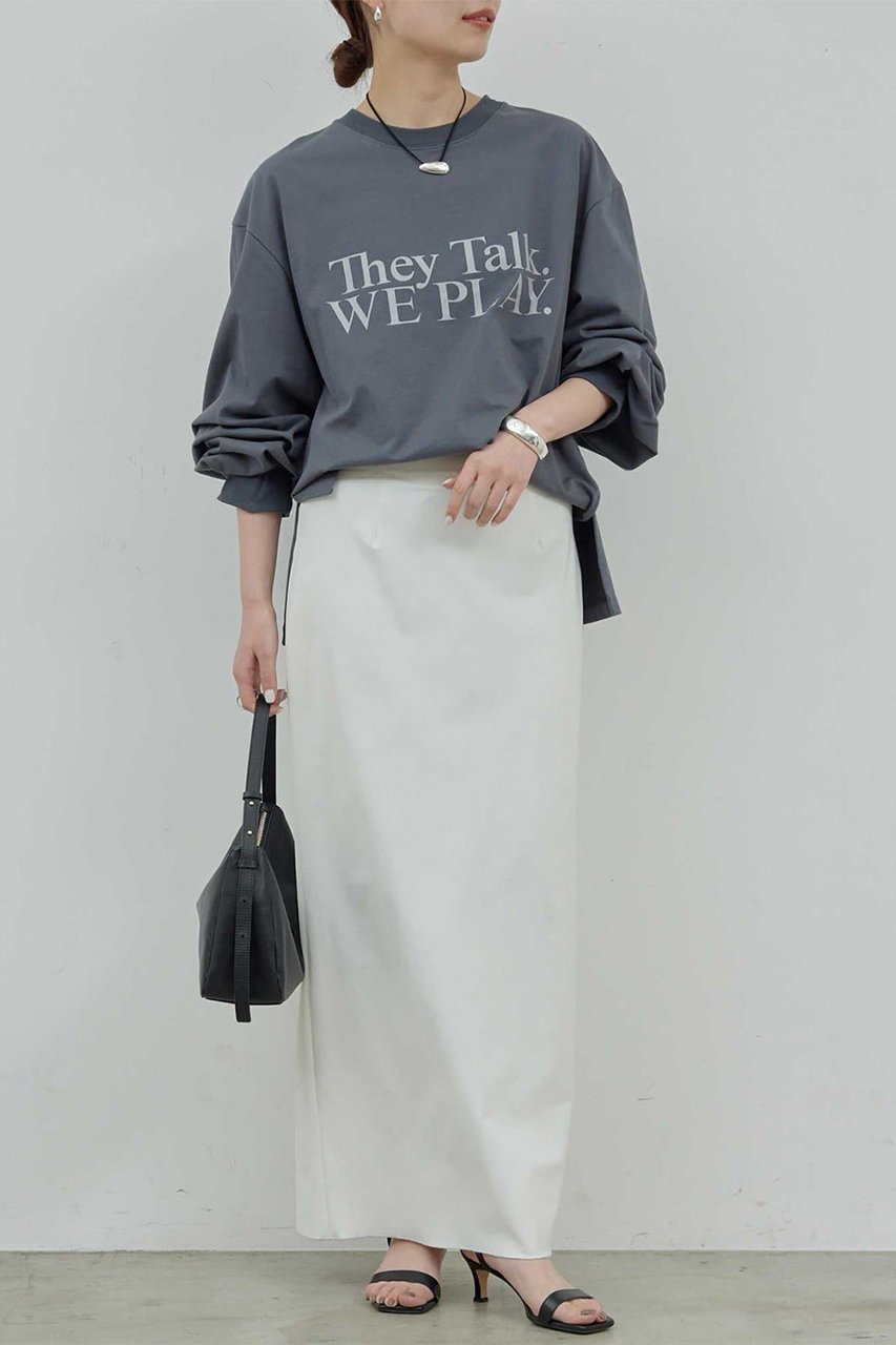 【ガリャルダガランテ/GALLARDAGALANTE】のロゴロンT 人気、トレンドファッション・服の通販 founy(ファニー) 　ファッション　Fashion　レディースファッション　Fashion for Women　トップス・カットソー　Cut & Sew Tops　シャツ・ブラウス・オフィスカジュアル　Elegant Blouses & Button-Ups　ロングTシャツ・Tシャツ　Longline T-Shirts & Tees　カットソー・ベーシックTシャツ　Cut-and-Sewn Tops / Stretch Tees & Basics　スリット　Slit, Slit Detail　スリーブ　Sleeve, Long Sleeve / Short Sleeve　フレア　Flare, Flared　ボトム　Bottoms, Lower Wear　ミドル　Middle Length, Mid Height　ロング　Long, Long-Length　other-6|ID: prp329100003874111 ipo3291000000032863894