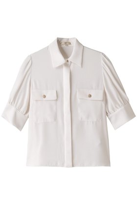 【エムダブリュー/MW】のバックサテン ハーフスリーブビジュー ブラウス 人気、トレンドファッション・服の通販 founy(ファニー) ファッション Fashion レディースファッション Fashion for Women トップス・カットソー Cut & Sew Tops シャツ・ブラウス・オフィスカジュアル Elegant Blouses & Button-Ups バッグ Bags サテン Satin, Glossy Fabric ショート Short, Short Length スリーブ Sleeve, Long Sleeve / Short Sleeve |ID:prp329100003876046