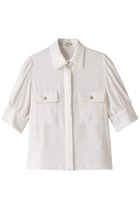 【エムダブリュー/MW】のバックサテン ハーフスリーブビジュー ブラウス 人気、トレンドファッション・服の通販 founy(ファニー) ファッション Fashion レディースファッション Fashion for Women トップス・カットソー Cut & Sew Tops シャツ・ブラウス・オフィスカジュアル Elegant Blouses & Button-Ups バッグ Bags サテン Satin, Glossy Fabric ショート Short, Short Length スリーブ Sleeve, Long Sleeve / Short Sleeve thumbnail ホワイト|ID: prp329100003876046 ipo3291000000032908877