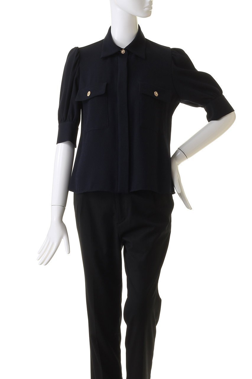【エムダブリュー/MW】のバックサテン ハーフスリーブビジュー ブラウス 人気、トレンドファッション・服の通販 founy(ファニー) 　ファッション　Fashion　レディースファッション　Fashion for Women　トップス・カットソー　Cut & Sew Tops　シャツ・ブラウス・オフィスカジュアル　Elegant Blouses & Button-Ups　バッグ　Bags　サテン　Satin, Glossy Fabric　ショート　Short, Short Length　スリーブ　Sleeve, Long Sleeve / Short Sleeve　other-2|ID: prp329100003876046 ipo3291000000032908886