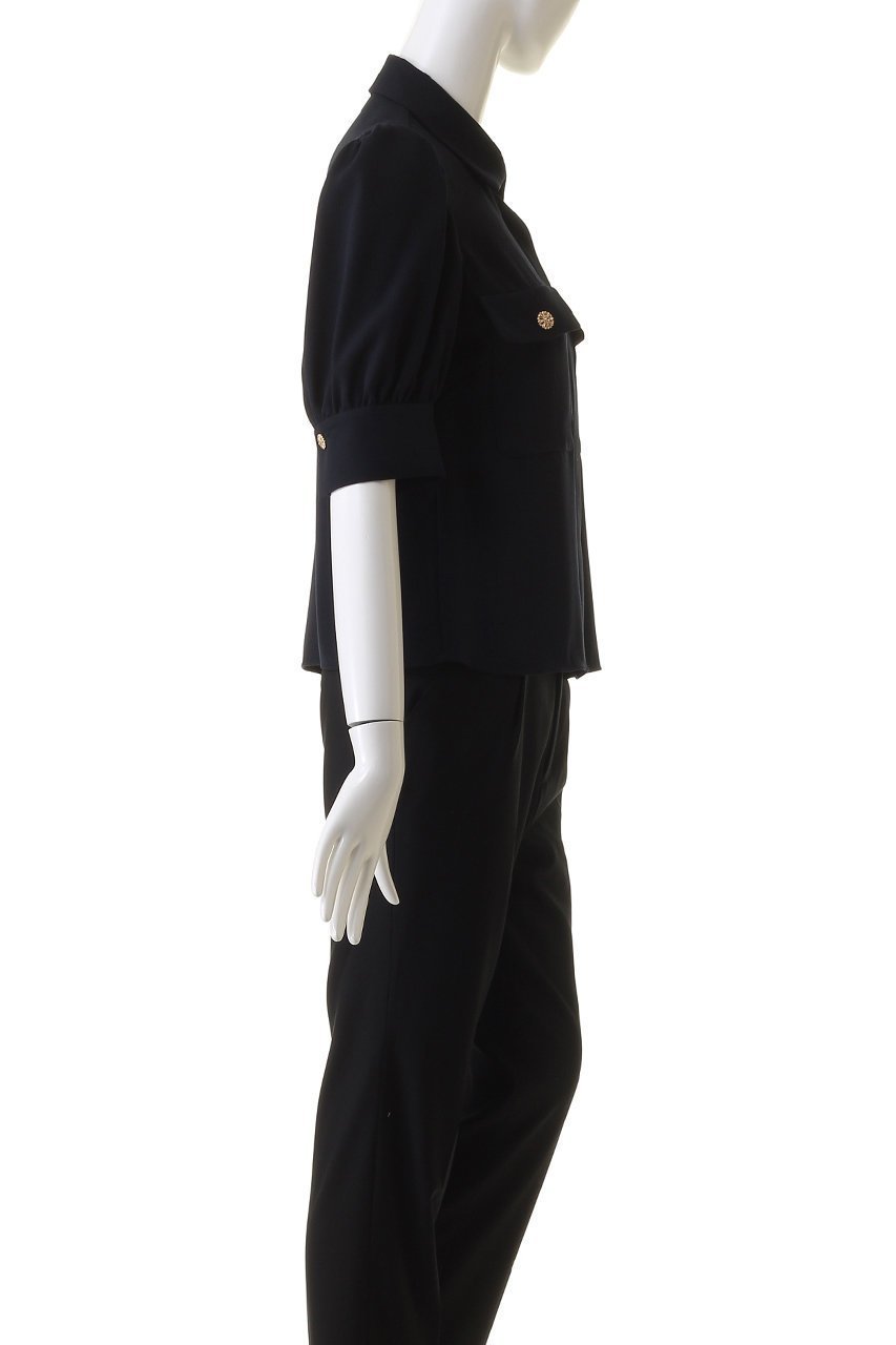 【エムダブリュー/MW】のバックサテン ハーフスリーブビジュー ブラウス 人気、トレンドファッション・服の通販 founy(ファニー) 　ファッション　Fashion　レディースファッション　Fashion for Women　トップス・カットソー　Cut & Sew Tops　シャツ・ブラウス・オフィスカジュアル　Elegant Blouses & Button-Ups　バッグ　Bags　サテン　Satin, Glossy Fabric　ショート　Short, Short Length　スリーブ　Sleeve, Long Sleeve / Short Sleeve　other-3|ID: prp329100003876046 ipo3291000000032908889
