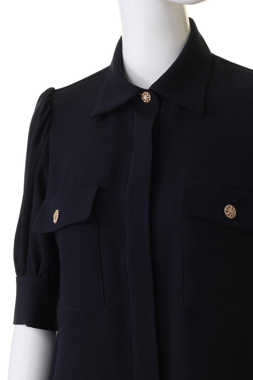 【エムダブリュー/MW】のバックサテン ハーフスリーブビジュー ブラウス 人気、トレンドファッション・服の通販 founy(ファニー) 　ファッション　Fashion　レディースファッション　Fashion for Women　トップス・カットソー　Cut & Sew Tops　シャツ・ブラウス・オフィスカジュアル　Elegant Blouses & Button-Ups　バッグ　Bags　サテン　Satin, Glossy Fabric　ショート　Short, Short Length　スリーブ　Sleeve, Long Sleeve / Short Sleeve　other-5|ID: prp329100003876046 ipo3291000000032908894