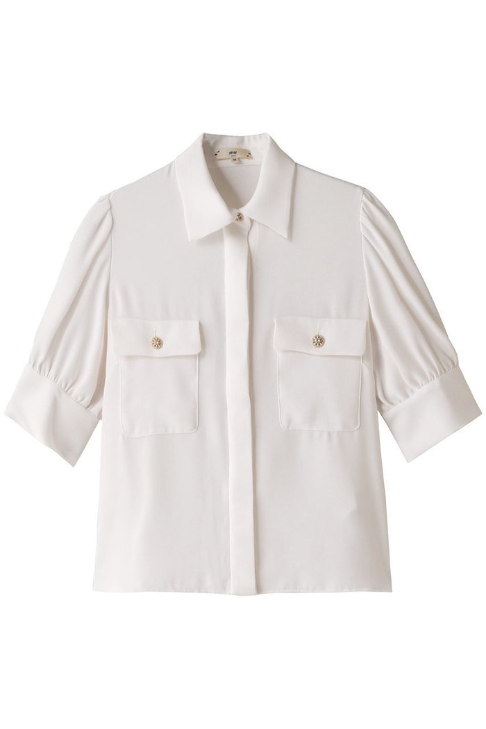 【エムダブリュー/MW】のバックサテン ハーフスリーブビジュー ブラウス インテリア・キッズ・メンズ・レディースファッション・服の通販 founy(ファニー) https://founy.com/ ファッション Fashion レディースファッション Fashion for Women トップス・カットソー Cut & Sew Tops シャツ・ブラウス・オフィスカジュアル Elegant Blouses & Button-Ups バッグ Bags サテン Satin, Glossy Fabric ショート Short, Short Length スリーブ Sleeve, Long Sleeve / Short Sleeve |ID: prp329100003876046 ipo3291000000035738926