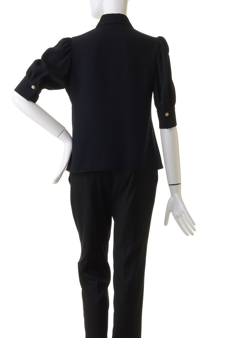 【エムダブリュー/MW】のバックサテン ハーフスリーブビジュー ブラウス 人気、トレンドファッション・服の通販 founy(ファニー) 　ファッション　Fashion　レディースファッション　Fashion for Women　トップス・カットソー　Cut & Sew Tops　シャツ・ブラウス・オフィスカジュアル　Elegant Blouses & Button-Ups　バッグ　Bags　サテン　Satin, Glossy Fabric　ショート　Short, Short Length　スリーブ　Sleeve, Long Sleeve / Short Sleeve　other-4|ID: prp329100003876046 ipo3291000000036719920