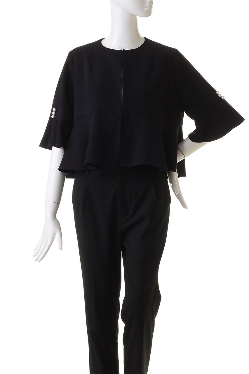 【エムダブリュー/MW】のトリアセテート ノーカラーフレアー ショート ジャケット 人気、トレンドファッション・服の通販 founy(ファニー) 　ファッション　Fashion　レディースファッション　Fashion for Women　アウター　Coat / Outerwear Collection　レディースジャケット・軽アウター　Jackets　おすすめ　Recommended / Our Picks　ショート　Short, Short Length　ジャケット　Jacket, Outerwear　ストレッチ　Stretch, Stretchy Fabric　セットアップ　Set-Up, Coordinated Outfit　パール　Pearl, Pearl Accent　フリル　Frill, Ruffle　エレガント 上品　Elegant　other-2|ID: prp329100003876059 ipo3291000000032958883