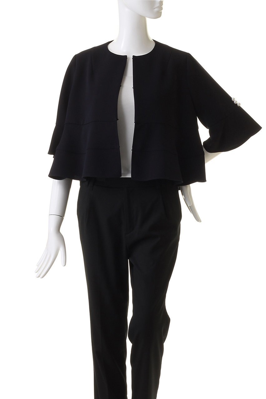 【エムダブリュー/MW】のトリアセテート ノーカラーフレアー ショート ジャケット 人気、トレンドファッション・服の通販 founy(ファニー) 　ファッション　Fashion　レディースファッション　Fashion for Women　アウター　Coat / Outerwear Collection　レディースジャケット・軽アウター　Jackets　おすすめ　Recommended / Our Picks　ショート　Short, Short Length　ジャケット　Jacket, Outerwear　ストレッチ　Stretch, Stretchy Fabric　セットアップ　Set-Up, Coordinated Outfit　パール　Pearl, Pearl Accent　フリル　Frill, Ruffle　エレガント 上品　Elegant　other-7|ID: prp329100003876059 ipo3291000000032958903