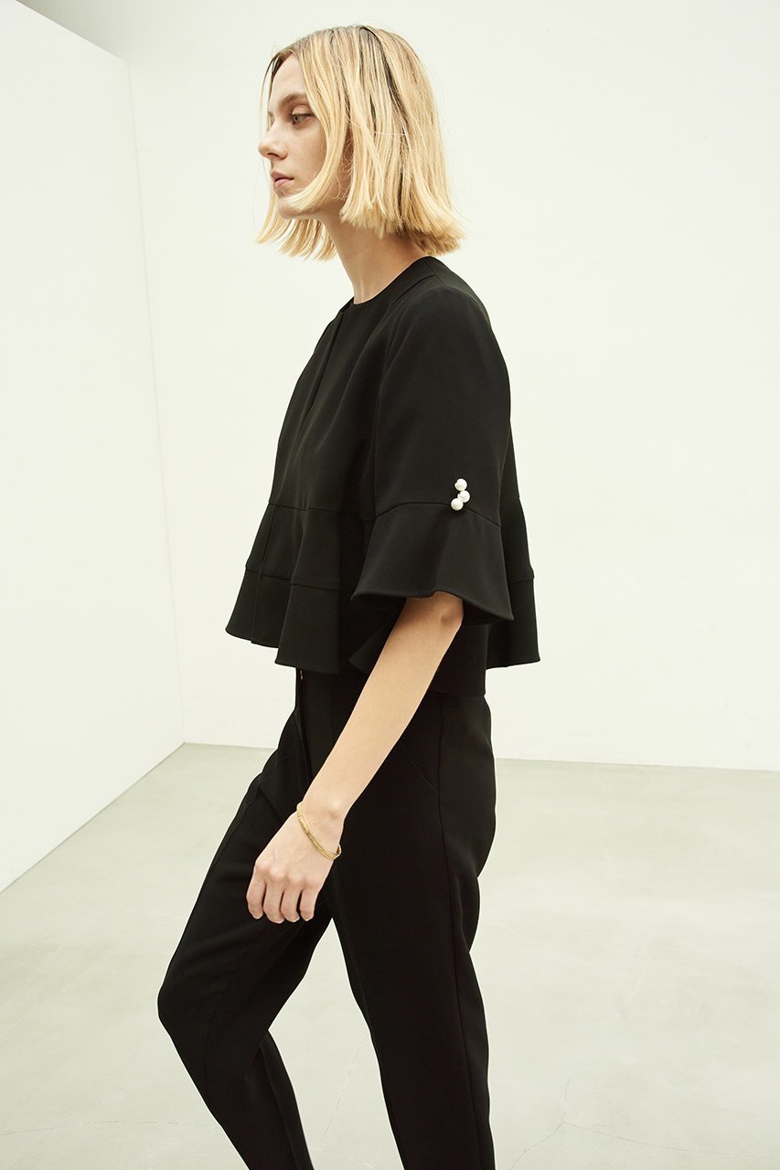 【エムダブリュー/MW】のトリアセテート ノーカラーフレアー ショート ジャケット 人気、トレンドファッション・服の通販 founy(ファニー) 　ファッション　Fashion　レディースファッション　Fashion for Women　アウター　Coat / Outerwear Collection　レディースジャケット・軽アウター　Jackets　おすすめ　Recommended / Our Picks　ショート　Short, Short Length　ジャケット　Jacket, Outerwear　ストレッチ　Stretch, Stretchy Fabric　セットアップ　Set-Up, Coordinated Outfit　パール　Pearl, Pearl Accent　フリル　Frill, Ruffle　エレガント 上品　Elegant　other-8|ID: prp329100003876059 ipo3291000000032958909