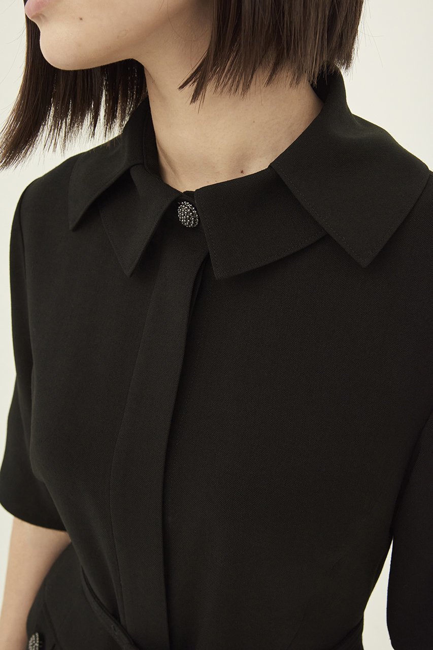【エムダブリュー/MW】のダブルカラー ドレス 人気、トレンドファッション・服の通販 founy(ファニー) 　ファッション　Fashion　レディースファッション　Fashion for Women　ワンピース　Dresses　フォーマル・パーティードレス・結婚式用ドレス　Elegant & Casual Dresses　チュニック　Tunic Tops & Dresses　シューズ　Shoes, Footwear　ダブル　Double, Double-Breasted　チュニック　Tunic, Long Top　ドレス　Dress, One-Piece　ドレープ　Drape, Draping Fabric　フラップ　Flap, Flap Pocket　ポケット　Pocket, Pocket Detail　半袖　Short Sleeve, Half Sleeve　other-7|ID: prp329100003876091 ipo3291000000032896071
