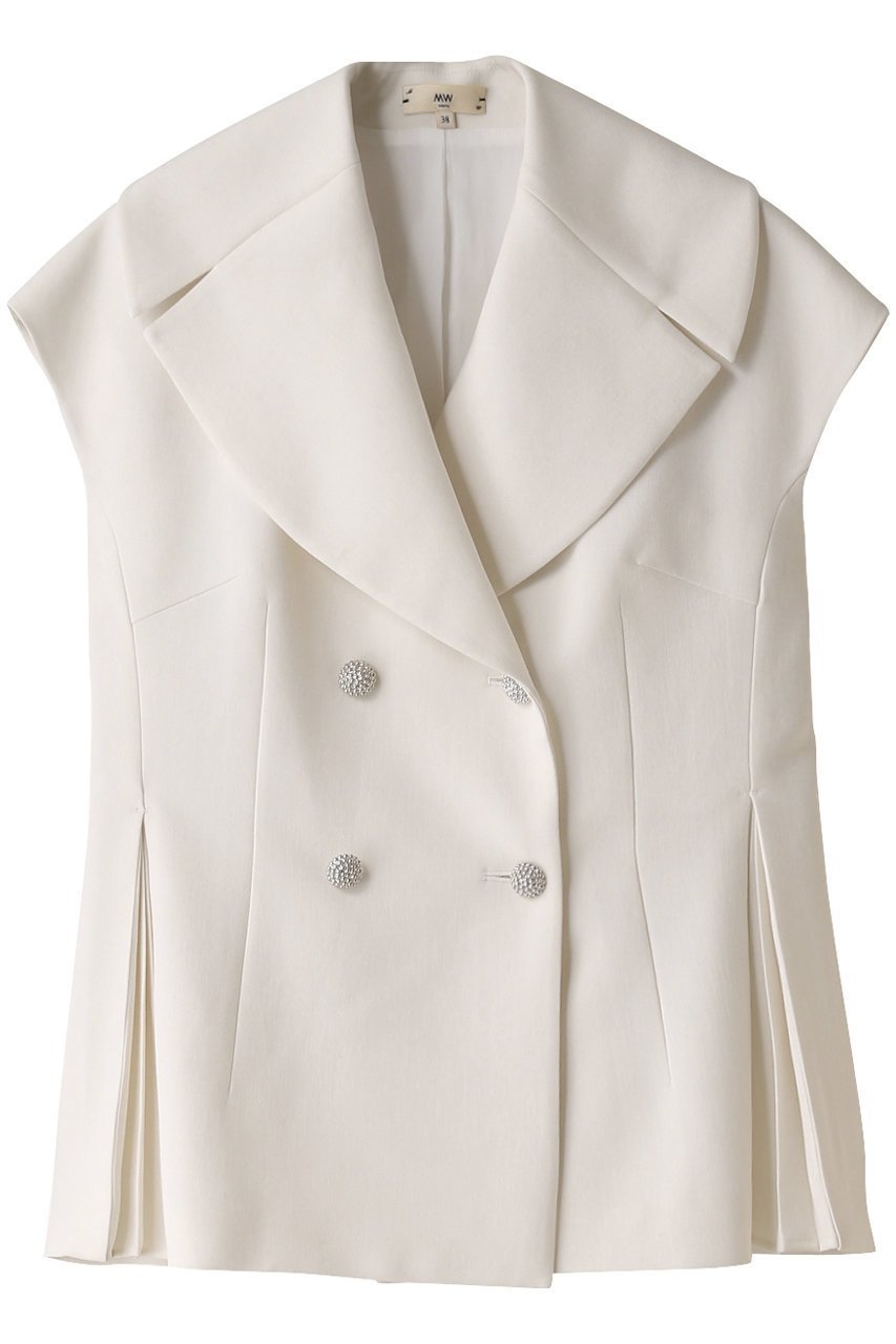 【エムダブリュー/MW】のビッグカラー プリーツ ジャケット インテリア・キッズ・メンズ・レディースファッション・服の通販 founy(ファニー) 　ファッション　Fashion　レディースファッション　Fashion for Women　アウター　Coat / Outerwear Collection　レディースジャケット・軽アウター　Jackets　おすすめ　Recommended / Our Picks　シェイプ　Shape, Slim Fit　ジャケット　Jacket, Outerwear　セットアップ　Set-Up, Coordinated Outfit　ドレープ　Drape, Draping Fabric　ビッグ　Big, Oversized　フォルム　Silhouette, Form　プリーツ　Pleats, Pleated　ベスト　Vest, Waistcoat　エクリュ|ID: prp329100003876092 ipo3291000000032955086