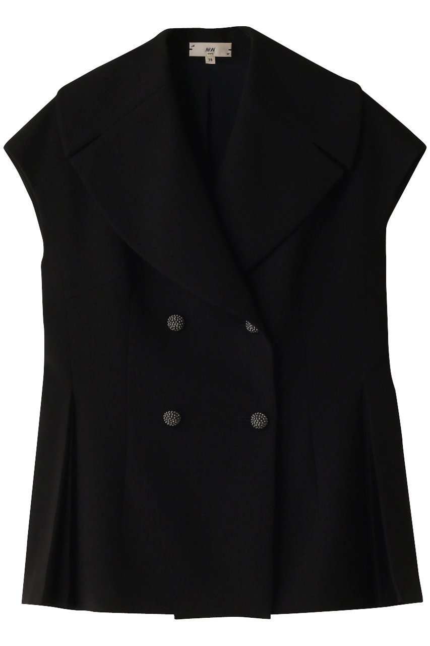 【エムダブリュー/MW】のビッグカラー プリーツ ジャケット インテリア・キッズ・メンズ・レディースファッション・服の通販 founy(ファニー) 　ファッション　Fashion　レディースファッション　Fashion for Women　アウター　Coat / Outerwear Collection　レディースジャケット・軽アウター　Jackets　おすすめ　Recommended / Our Picks　シェイプ　Shape, Slim Fit　ジャケット　Jacket, Outerwear　セットアップ　Set-Up, Coordinated Outfit　ドレープ　Drape, Draping Fabric　ビッグ　Big, Oversized　フォルム　Silhouette, Form　プリーツ　Pleats, Pleated　ベスト　Vest, Waistcoat　ブラック|ID: prp329100003876092 ipo3291000000032955089