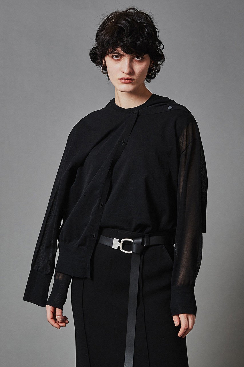 【オブリオ/AUBRIOT】のシアーオーガニックコットン1/70 クルーネックカーディガン インテリア・キッズ・メンズ・レディースファッション・服の通販 founy(ファニー) 　ファッション　Fashion　レディースファッション　Fashion for Women　トップス・カットソー　Cut & Sew Tops　ニット　Knit Tops & Sweaters　カーディガン・羽織り　Layered Style Cardigans　カーディガン　Cardigan, Knitwear　シアー　Sheer, See-Through　ベーシック　Basic, Essential　モダン　Modern, Contemporary　リラックス　Relax, Relaxed Fit　ブラック|ID: prp329100003877465 ipo3291000000032947675