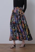 【ヒューエルミュージアム/hueLe Museum】の【STUMBLY】Flower Printed Flare Skirt 人気、トレンドファッション・服の通販 founy(ファニー) ファッション Fashion レディースファッション Fashion for Women スカート Skirts ロングスカート Long Skirts / Maxi & Midi Skirts ギャザー Gathered, Ruffled ジョーゼット Georgette, Semi-Sheer Fabric ティアードスカート Tiered Skirt, Flounced Skirt パターン Pattern, Design Print フリル Frill, Ruffle ロング Long, Long-Length |ID:prp329100003877486