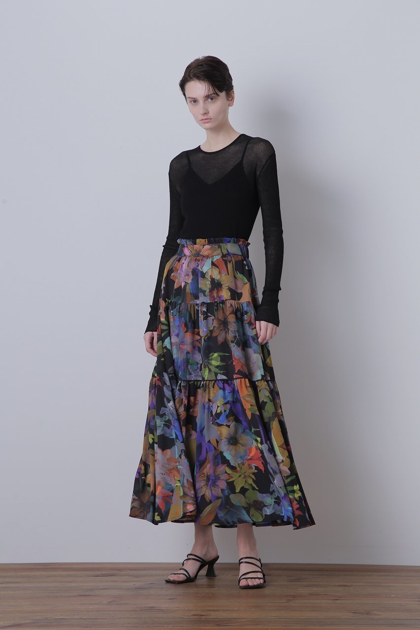 【ヒューエルミュージアム/hueLe Museum】の【STUMBLY】Flower Printed Flare Skirt 人気、トレンドファッション・服の通販 founy(ファニー) ファッション Fashion レディースファッション Fashion for Women スカート Skirts ロングスカート Long Skirts / Maxi & Midi Skirts ギャザー Gathered, Ruffled ジョーゼット Georgette, Semi-Sheer Fabric ティアードスカート Tiered Skirt, Flounced Skirt パターン Pattern, Design Print フリル Frill, Ruffle ロング Long, Long-Length other-2|ID: prp329100003877486 ipo3291000000035857333