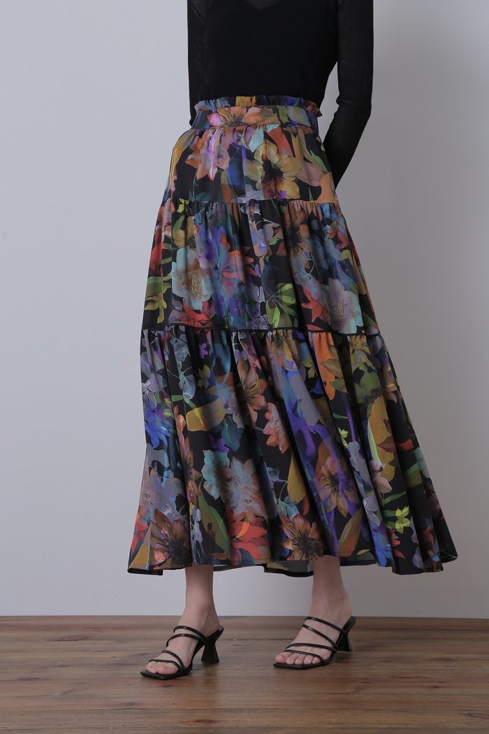 【ヒューエルミュージアム/hueLe Museum】の【STUMBLY】Flower Printed Flare Skirt インテリア・キッズ・メンズ・レディースファッション・服の通販 founy(ファニー) https://founy.com/ ファッション Fashion レディースファッション Fashion for Women スカート Skirts ロングスカート Long Skirts / Maxi & Midi Skirts ギャザー Gathered, Ruffled ジョーゼット Georgette, Semi-Sheer Fabric ティアードスカート Tiered Skirt, Flounced Skirt パターン Pattern, Design Print フリル Frill, Ruffle ロング Long, Long-Length |ID: prp329100003877486 ipo3291000000036557384