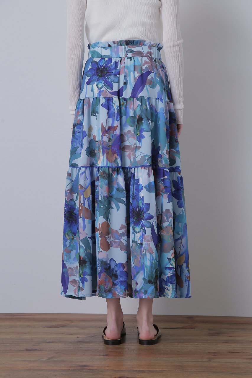 【ヒューエルミュージアム/hueLe Museum】の【STUMBLY】Flower Printed Flare Skirt 人気、トレンドファッション・服の通販 founy(ファニー) 　ファッション　Fashion　レディースファッション　Fashion for Women　スカート　Skirts　ロングスカート　Long Skirts / Maxi & Midi Skirts　ギャザー　Gathered, Ruffled　ジョーゼット　Georgette, Semi-Sheer Fabric　ティアードスカート　Tiered Skirt, Flounced Skirt　パターン　Pattern, Design Print　フリル　Frill, Ruffle　ロング　Long, Long-Length　other-3|ID: prp329100003877486 ipo3291000000036557388