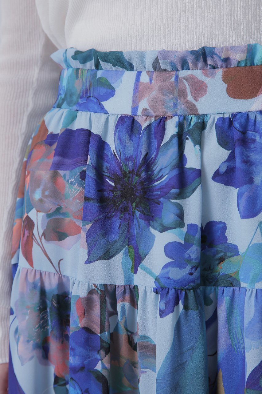 【ヒューエルミュージアム/hueLe Museum】の【STUMBLY】Flower Printed Flare Skirt 人気、トレンドファッション・服の通販 founy(ファニー) 　ファッション　Fashion　レディースファッション　Fashion for Women　スカート　Skirts　ロングスカート　Long Skirts / Maxi & Midi Skirts　ギャザー　Gathered, Ruffled　ジョーゼット　Georgette, Semi-Sheer Fabric　ティアードスカート　Tiered Skirt, Flounced Skirt　パターン　Pattern, Design Print　フリル　Frill, Ruffle　ロング　Long, Long-Length　other-5|ID: prp329100003877486 ipo3291000000036557390