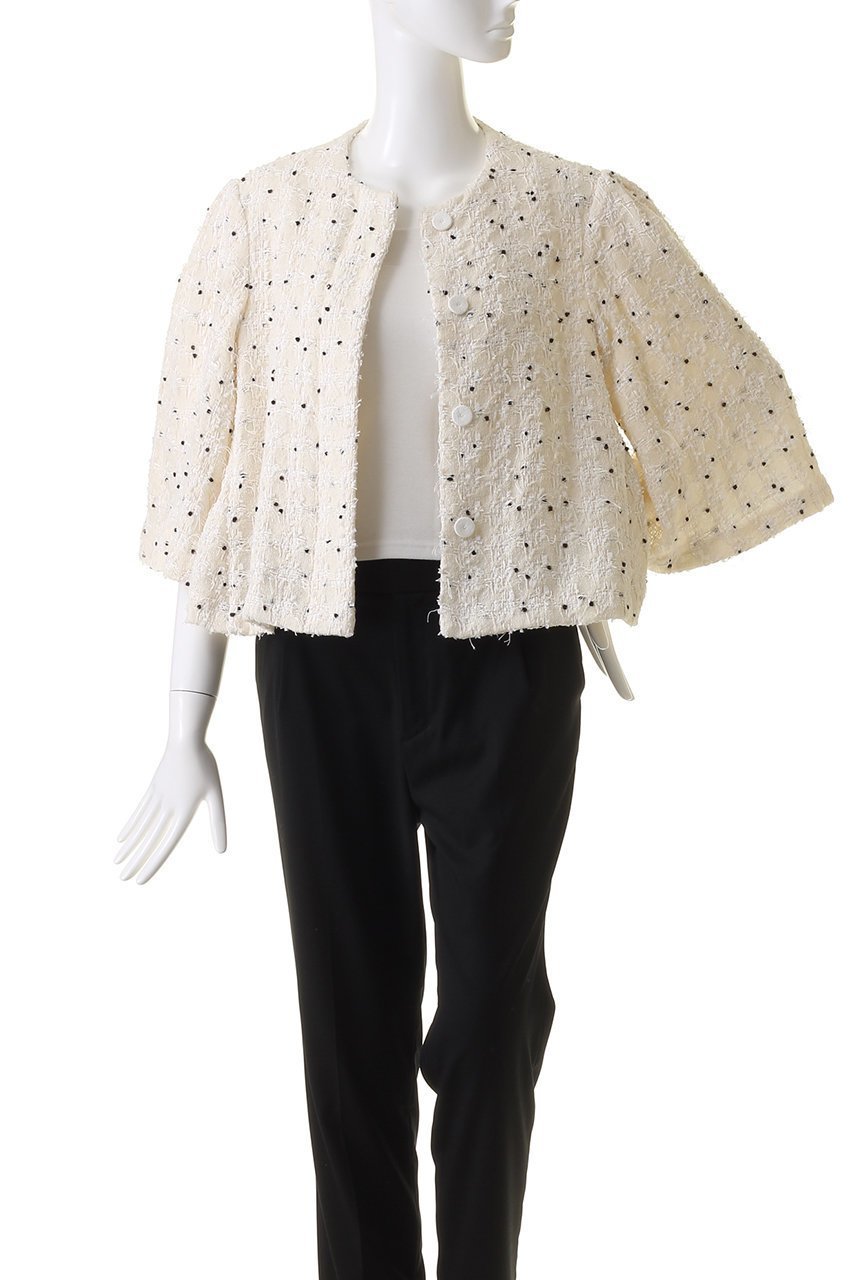 【デパリエ/DEPAREILLE】のツイードチェックフレアスリーブジャケット 人気、トレンドファッション・服の通販 founy(ファニー) 　ファッション　Fashion　レディースファッション　Fashion for Women　アウター　Coat / Outerwear Collection　レディースジャケット・軽アウター　Jackets　ショート　Short, Short Length　ジャケット　Jacket, Outerwear　スリーブ　Sleeve, Long Sleeve / Short Sleeve　チェック　Check, Plaid, Tartan　ツイード　Twill, Twill Weave　バランス　Balance, Style Balance　フロント　Front, Front Design　ボトム　Bottoms, Lower Wear　other-7|ID: prp329100003877563 ipo3291000000035721283