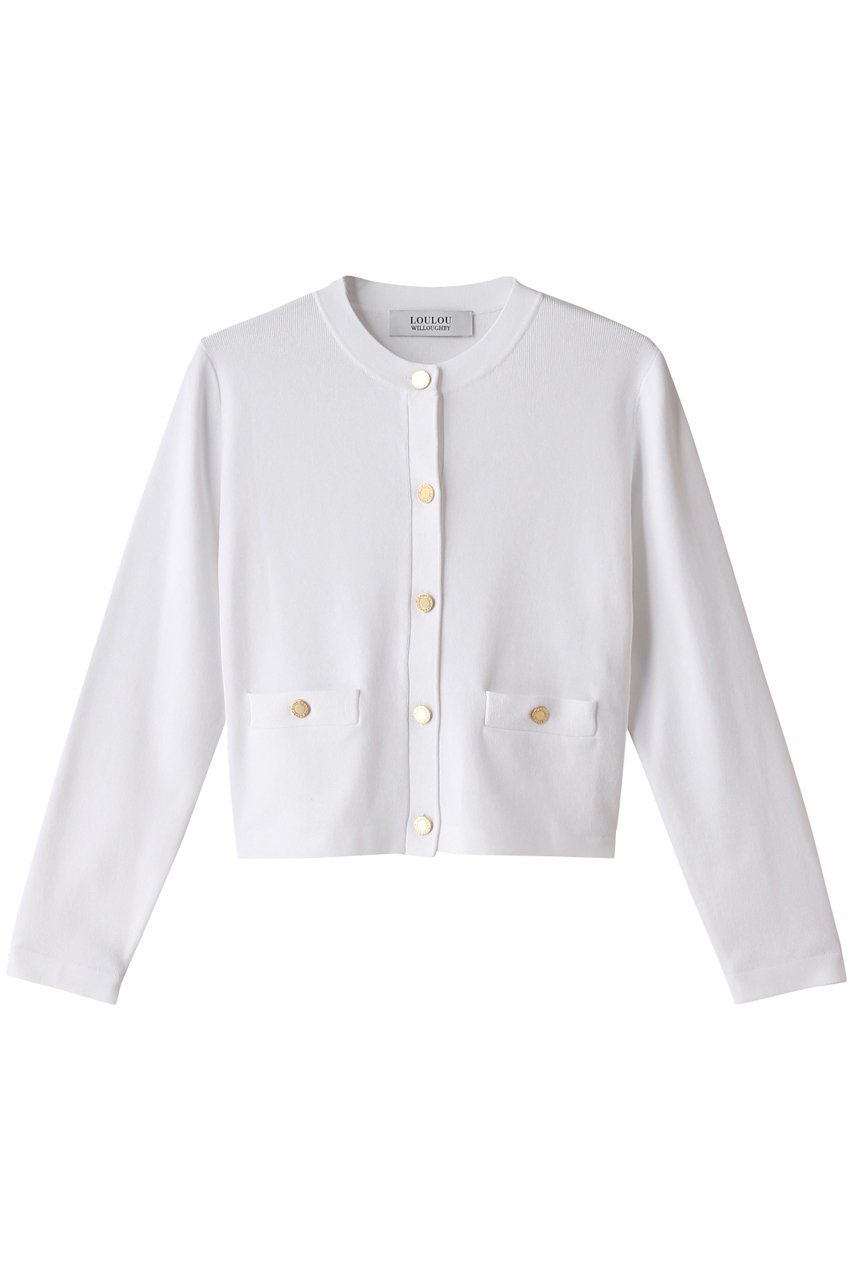 【アルアバイル/allureville】の【Loulou Willoughby】ソウバリクルーコンパクトカーディガン インテリア・キッズ・メンズ・レディースファッション・服の通販 founy(ファニー) 　ファッション　Fashion　レディースファッション　Fashion for Women　トップス・カットソー　Cut & Sew Tops　ニット　Knit Tops & Sweaters　カーディガン・羽織り　Layered Style Cardigans　おすすめ　Recommended / Our Picks　カーディガン　Cardigan, Knitwear　コンパクト　Compact, Small Size　シンプル　Simple, Minimal　ジャケット　Jacket, Outerwear　セットアップ　Set-Up, Coordinated Outfit　ポケット　Pocket, Pocket Detail　エレガント 上品　Elegant　半袖　Short Sleeve, Half Sleeve　オフホワイト|ID: prp329100003879377 ipo3291000000032948813