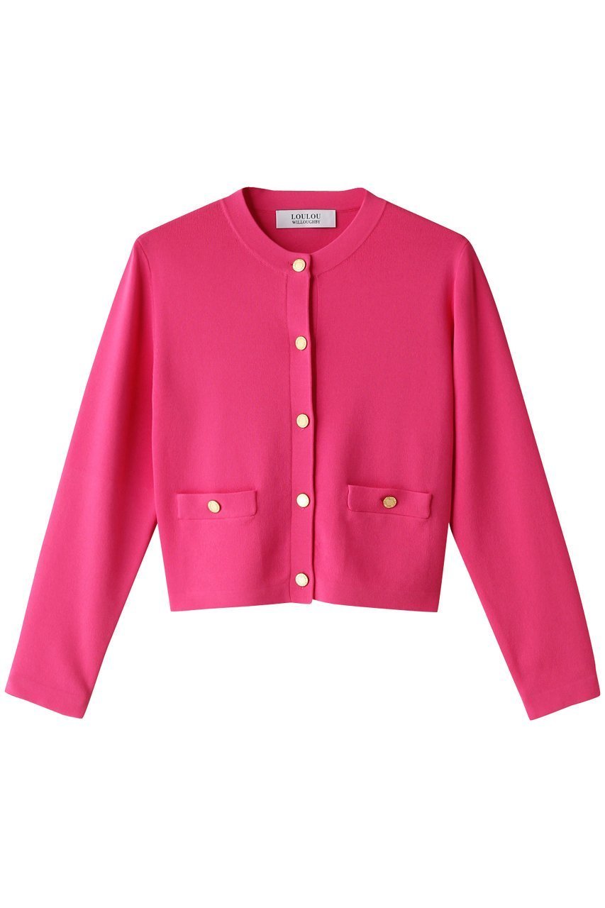 【アルアバイル/allureville】の【Loulou Willoughby】ソウバリクルーコンパクトカーディガン インテリア・キッズ・メンズ・レディースファッション・服の通販 founy(ファニー) 　ファッション　Fashion　レディースファッション　Fashion for Women　トップス・カットソー　Cut & Sew Tops　ニット　Knit Tops & Sweaters　カーディガン・羽織り　Layered Style Cardigans　おすすめ　Recommended / Our Picks　カーディガン　Cardigan, Knitwear　コンパクト　Compact, Small Size　シンプル　Simple, Minimal　ジャケット　Jacket, Outerwear　セットアップ　Set-Up, Coordinated Outfit　ポケット　Pocket, Pocket Detail　エレガント 上品　Elegant　半袖　Short Sleeve, Half Sleeve　ピンク|ID: prp329100003879377 ipo3291000000032948816