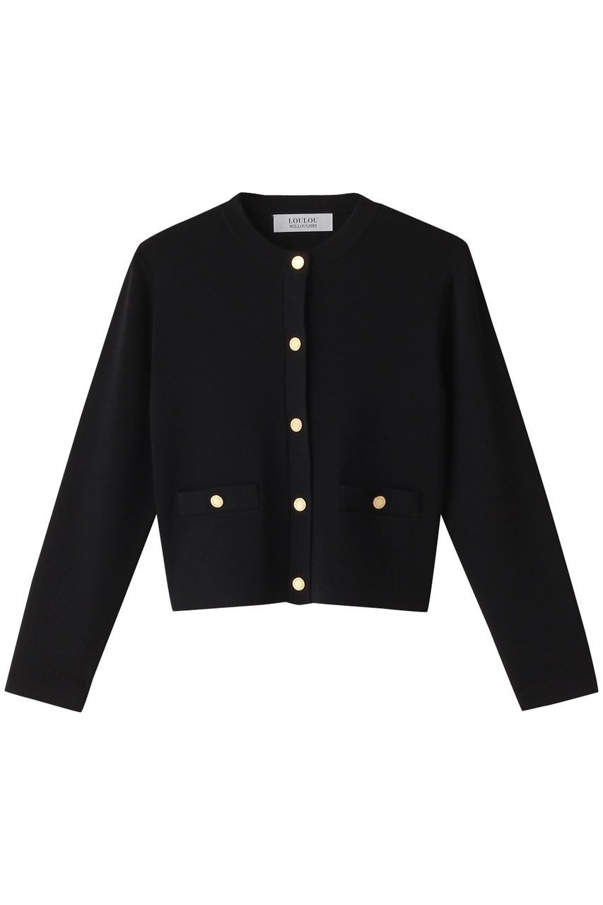 【アルアバイル/allureville】の【Loulou Willoughby】ソウバリクルーコンパクトカーディガン インテリア・キッズ・メンズ・レディースファッション・服の通販 founy(ファニー) 　ファッション　Fashion　レディースファッション　Fashion for Women　トップス・カットソー　Cut & Sew Tops　ニット　Knit Tops & Sweaters　カーディガン・羽織り　Layered Style Cardigans　おすすめ　Recommended / Our Picks　カーディガン　Cardigan, Knitwear　コンパクト　Compact, Small Size　シンプル　Simple, Minimal　ジャケット　Jacket, Outerwear　セットアップ　Set-Up, Coordinated Outfit　ポケット　Pocket, Pocket Detail　エレガント 上品　Elegant　半袖　Short Sleeve, Half Sleeve　ブラック|ID: prp329100003879377 ipo3291000000032948822