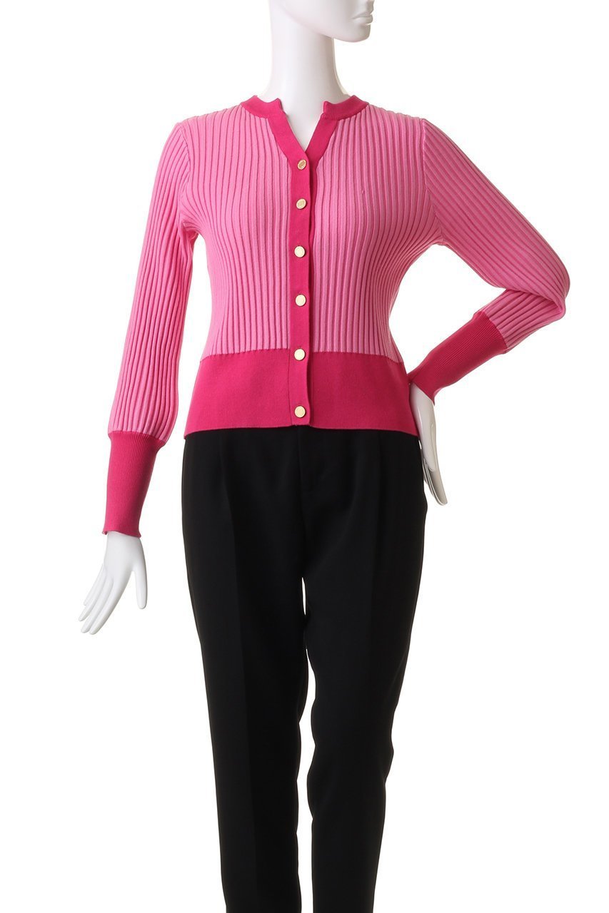 【アルアバイル/allureville】の【Loulou Willoughby】バイカラーキーネックカーディガン 人気、トレンドファッション・服の通販 founy(ファニー) 　ファッション　Fashion　レディースファッション　Fashion for Women　トップス・カットソー　Cut & Sew Tops　ニット　Knit Tops & Sweaters　カーディガン・羽織り　Layered Style Cardigans　おすすめ　Recommended / Our Picks　カーディガン　Cardigan, Knitwear　ストライプ　Stripe, Striped Pattern　ワイドリブ　Wide Rib, Wide Ribbed Knit　other-2|ID: prp329100003879388 ipo3291000000032950354
