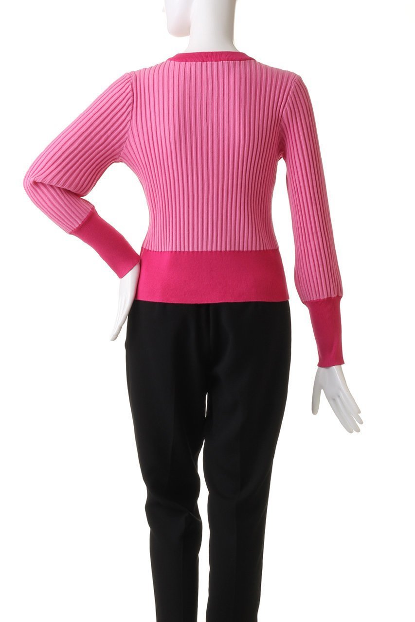 【アルアバイル/allureville】の【Loulou Willoughby】バイカラーキーネックカーディガン 人気、トレンドファッション・服の通販 founy(ファニー) 　ファッション　Fashion　レディースファッション　Fashion for Women　トップス・カットソー　Cut & Sew Tops　ニット　Knit Tops & Sweaters　カーディガン・羽織り　Layered Style Cardigans　おすすめ　Recommended / Our Picks　カーディガン　Cardigan, Knitwear　ストライプ　Stripe, Striped Pattern　ワイドリブ　Wide Rib, Wide Ribbed Knit　other-4|ID: prp329100003879388 ipo3291000000032950364