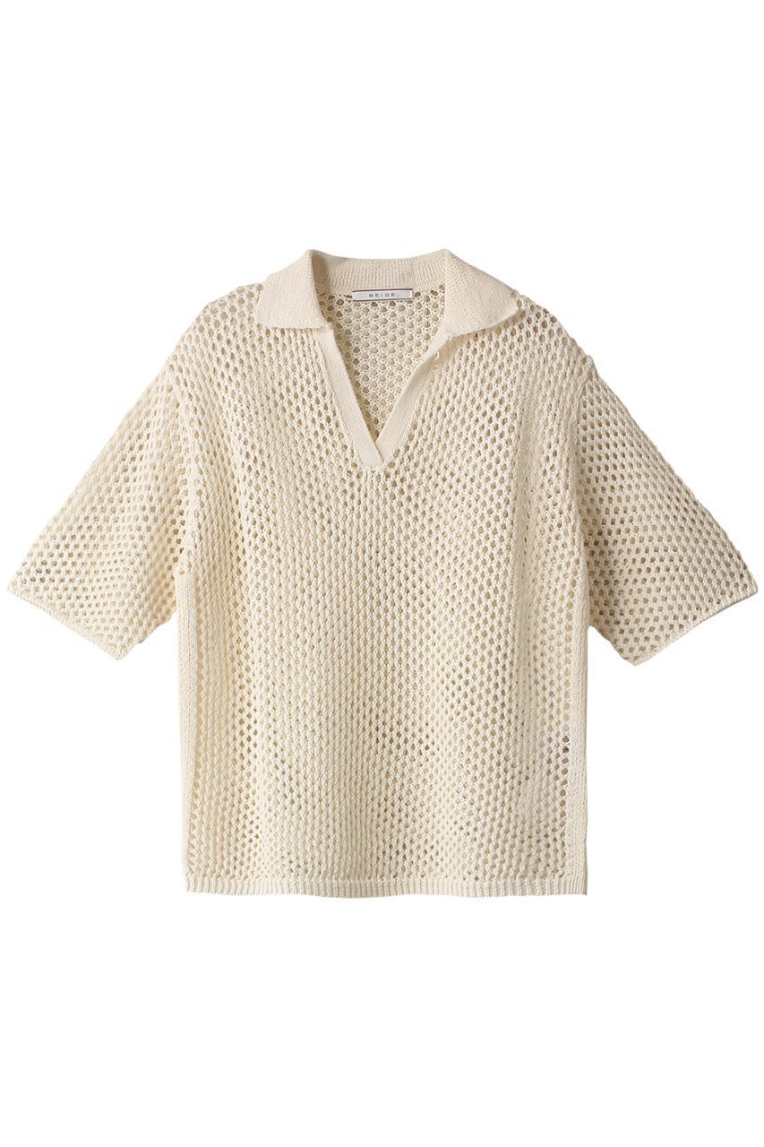 【ベイジ,/BEIGE,】のGASPARD(ガスパル)/ポロニット インテリア・キッズ・メンズ・レディースファッション・服の通販 founy(ファニー) 　ファッション　Fashion　レディースファッション　WOMEN　トップス・カットソー　Tops/Tshirt　ニット　Knit Tops　プルオーバー　Pullover　キャミ　Cami　スリット　Slit　タンク　Tank　メッシュ　Mesh　Ecru|ID: prp329100003880497 ipo3291000000029931634