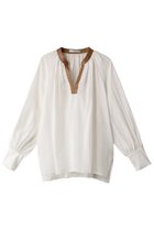 【ベイジ,/BEIGE,】のPAULINE(ポリーヌ)/フェイクレザーコンビブラウス White x Camel|ID:prp329100003880502