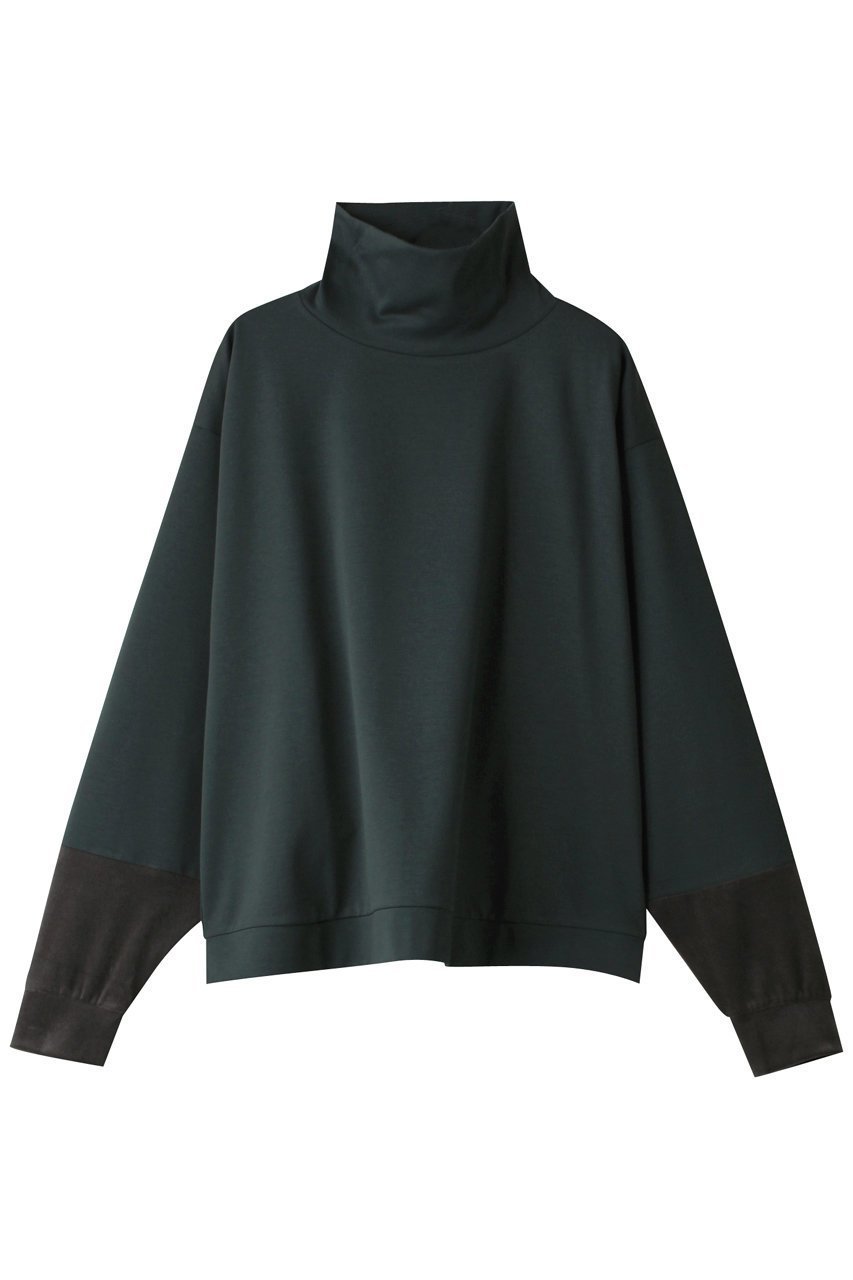 【リムアーク/RIM.ARK】のLong neck long sleeve PO/プルオーバー インテリア・キッズ・メンズ・レディースファッション・服の通販 founy(ファニー) 　ファッション　Fashion　レディースファッション　Fashion for Women　トップス・カットソー　Cut & Sew Tops　シャツ・ブラウス・オフィスカジュアル　Elegant Blouses & Button-Ups　ロングTシャツ・Tシャツ　Longline T-Shirts & Tees　カジュアルプルオーバー・ニットトップス　Pullovers & Knit Tops / Casual Pullovers　カットソー・ベーシックTシャツ　Cut-and-Sewn Tops / Stretch Tees & Basics　カットソー　Cut and Sewn Top　シルケット　Silket, Silky Cotton　スリーブ　Sleeve, Long Sleeve / Short Sleeve　ドッキング　Docking, Mixed Material　ハイネック　High Neck, Mock Neck　ベロア　Velour, Soft Velvet　ロング　Long, Long-Length　ダークグリーン|ID: prp329100003882639 ipo3291000000034969235