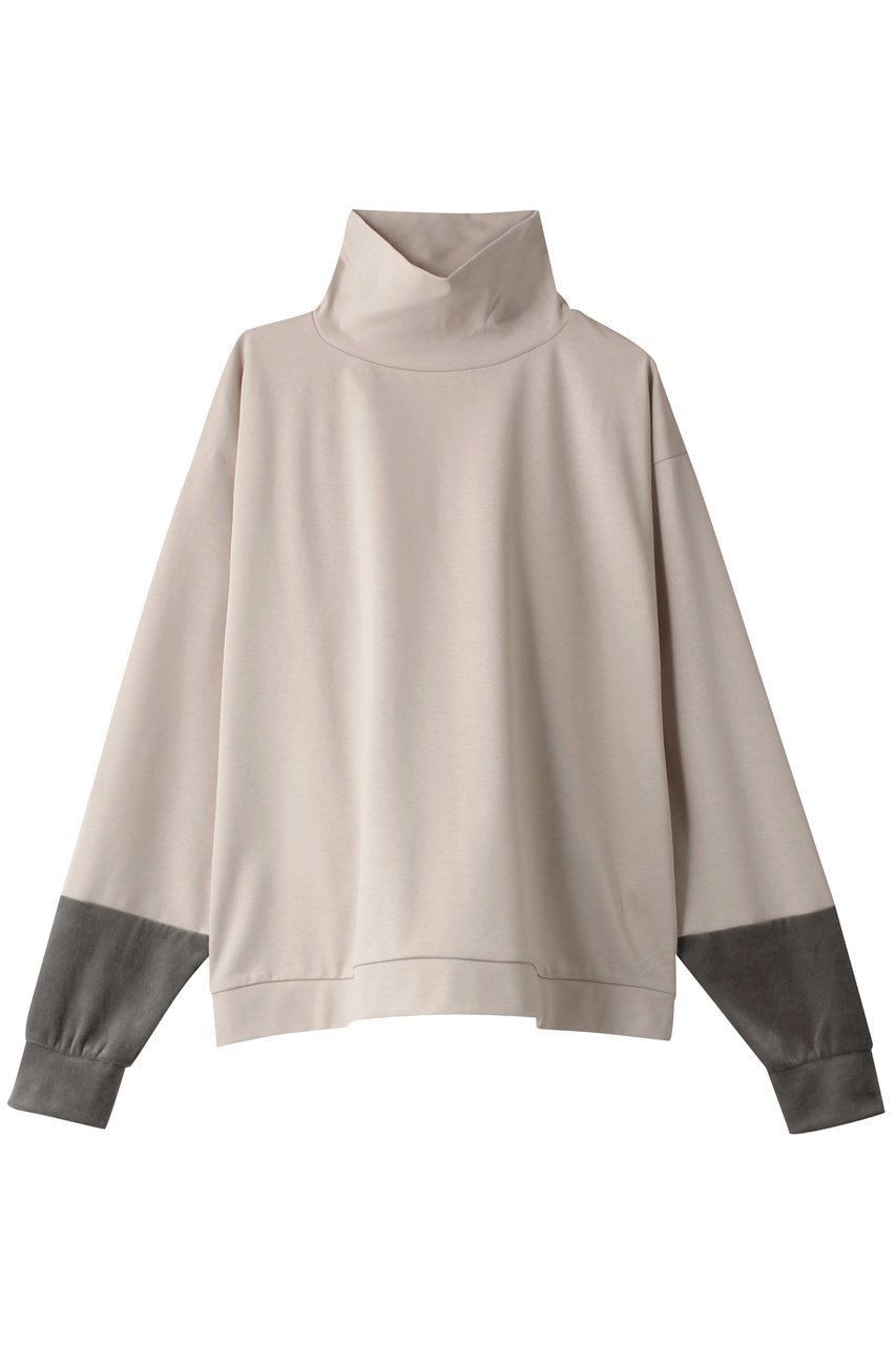 【リムアーク/RIM.ARK】のLong neck long sleeve PO/プルオーバー インテリア・キッズ・メンズ・レディースファッション・服の通販 founy(ファニー) 　ファッション　Fashion　レディースファッション　Fashion for Women　トップス・カットソー　Cut & Sew Tops　シャツ・ブラウス・オフィスカジュアル　Elegant Blouses & Button-Ups　ロングTシャツ・Tシャツ　Longline T-Shirts & Tees　カジュアルプルオーバー・ニットトップス　Pullovers & Knit Tops / Casual Pullovers　カットソー・ベーシックTシャツ　Cut-and-Sewn Tops / Stretch Tees & Basics　カットソー　Cut and Sewn Top　シルケット　Silket, Silky Cotton　スリーブ　Sleeve, Long Sleeve / Short Sleeve　ドッキング　Docking, Mixed Material　ハイネック　High Neck, Mock Neck　ベロア　Velour, Soft Velvet　ロング　Long, Long-Length　ベージュ|ID: prp329100003882639 ipo3291000000034969236