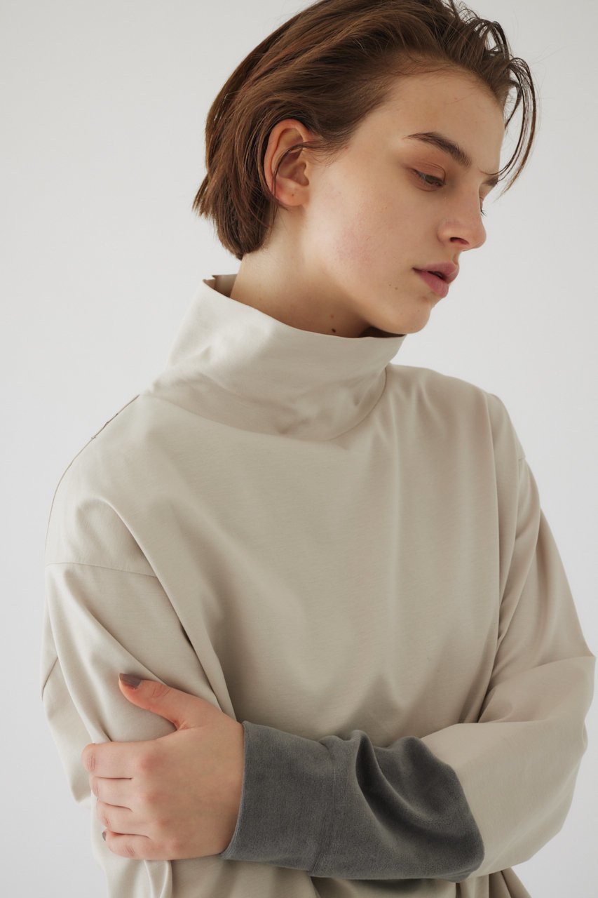 【リムアーク/RIM.ARK】のLong neck long sleeve PO/プルオーバー 人気、トレンドファッション・服の通販 founy(ファニー) 　ファッション　Fashion　レディースファッション　Fashion for Women　トップス・カットソー　Cut & Sew Tops　シャツ・ブラウス・オフィスカジュアル　Elegant Blouses & Button-Ups　ロングTシャツ・Tシャツ　Longline T-Shirts & Tees　カジュアルプルオーバー・ニットトップス　Pullovers & Knit Tops / Casual Pullovers　カットソー・ベーシックTシャツ　Cut-and-Sewn Tops / Stretch Tees & Basics　カットソー　Cut and Sewn Top　シルケット　Silket, Silky Cotton　スリーブ　Sleeve, Long Sleeve / Short Sleeve　ドッキング　Docking, Mixed Material　ハイネック　High Neck, Mock Neck　ベロア　Velour, Soft Velvet　ロング　Long, Long-Length　other-6|ID: prp329100003882639 ipo3291000000034969241