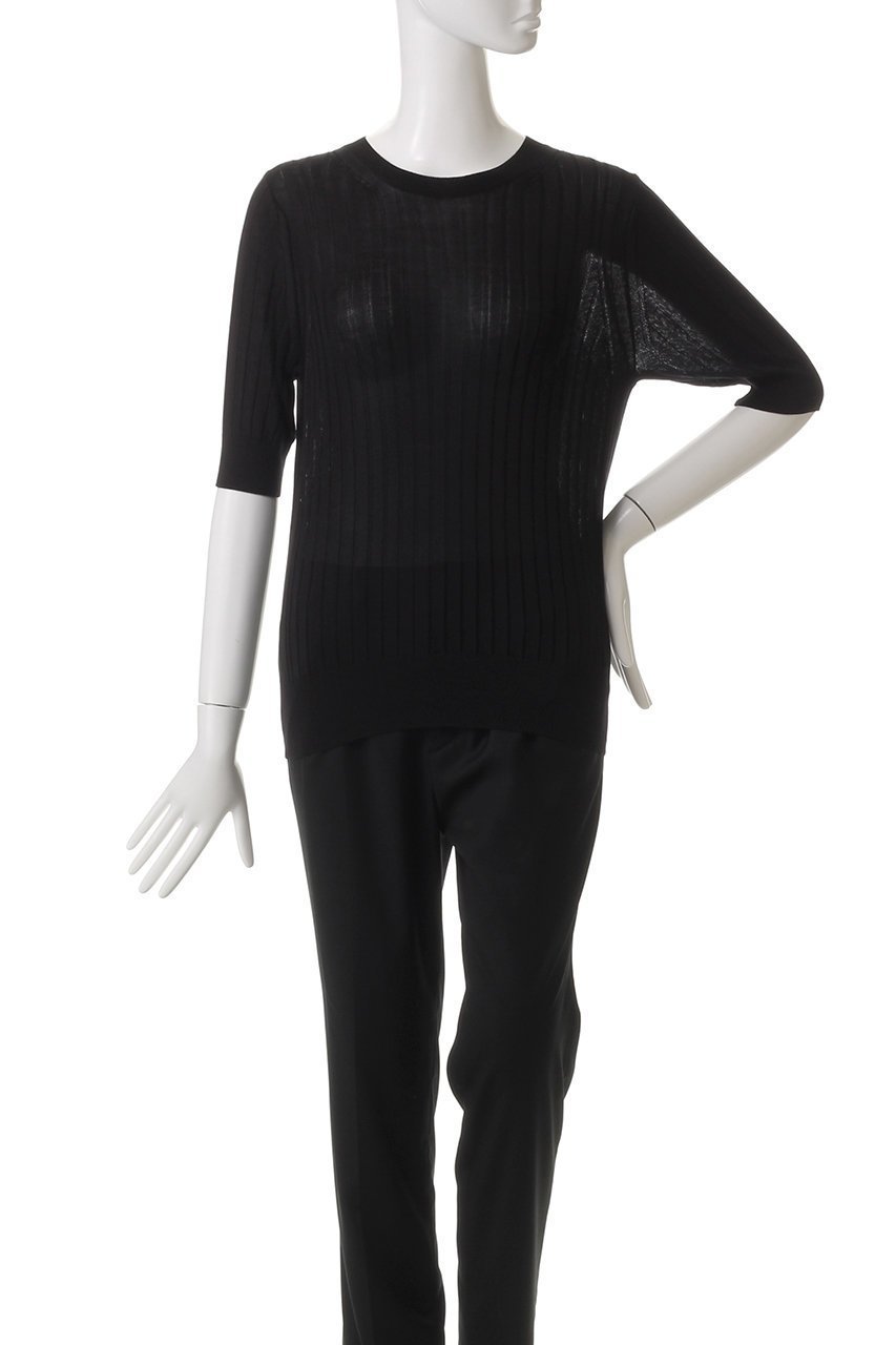【スローン/SLOANE】の18Gワイドリブ シルク 5分袖クルーネック 人気、トレンドファッション・服の通販 founy(ファニー) 　ファッション　Fashion　レディースファッション　Fashion for Women　トップス・カットソー　Cut & Sew Tops　ニット　Knit Tops & Sweaters　カジュアルプルオーバー・ニットトップス　Pullovers & Knit Tops / Casual Pullovers　シルク　Silk, 100% Silk　シンプル　Simple, Minimal　ワイドリブ　Wide Rib, Wide Ribbed Knit　エレガント 上品　Elegant　other-2|ID: prp329100003882658 ipo3291000000032944343