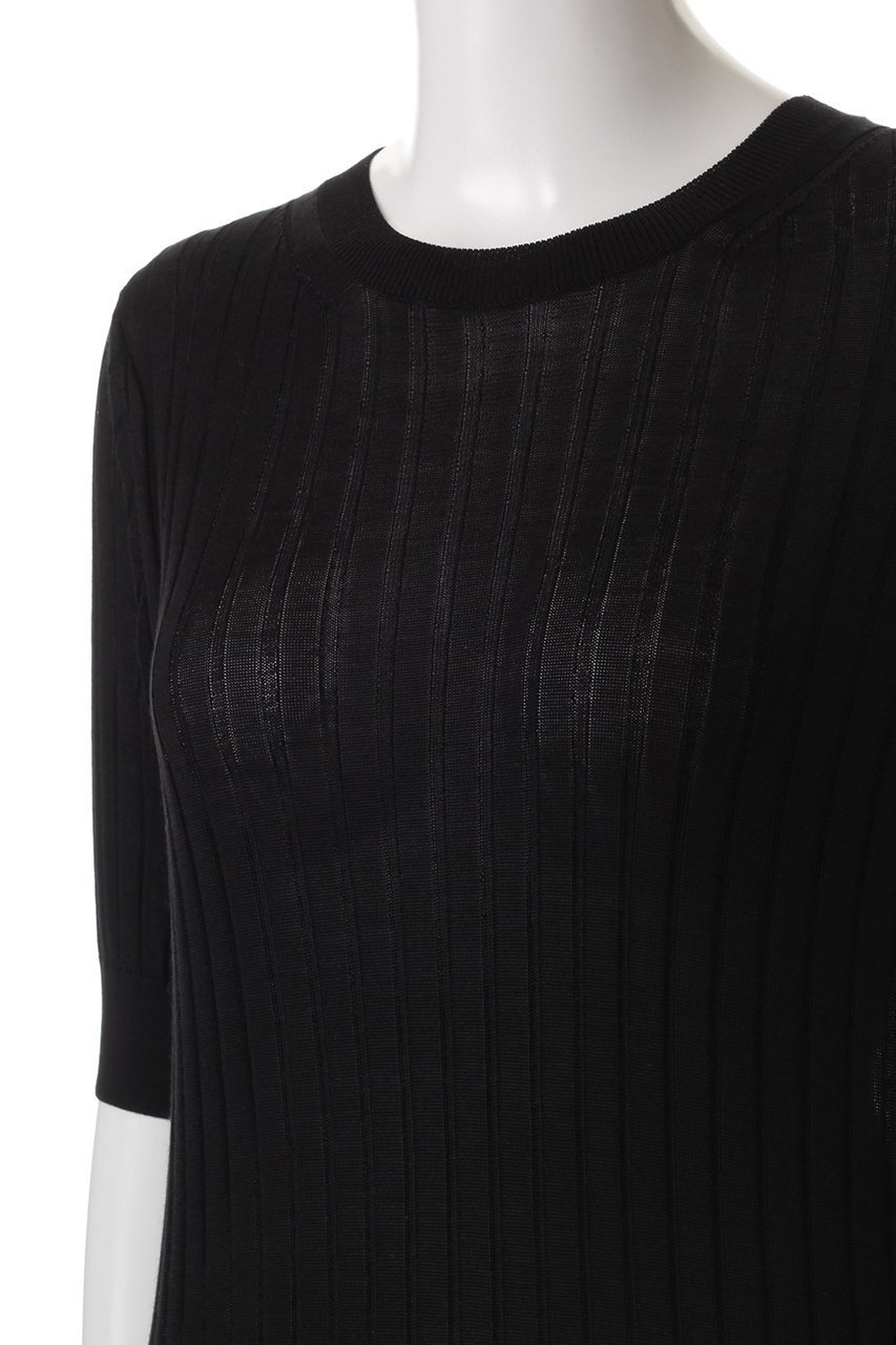 【スローン/SLOANE】の18Gワイドリブ シルク 5分袖クルーネック 人気、トレンドファッション・服の通販 founy(ファニー) 　ファッション　Fashion　レディースファッション　Fashion for Women　トップス・カットソー　Cut & Sew Tops　ニット　Knit Tops & Sweaters　カジュアルプルオーバー・ニットトップス　Pullovers & Knit Tops / Casual Pullovers　シルク　Silk, 100% Silk　シンプル　Simple, Minimal　ワイドリブ　Wide Rib, Wide Ribbed Knit　エレガント 上品　Elegant　other-5|ID: prp329100003882658 ipo3291000000032944359